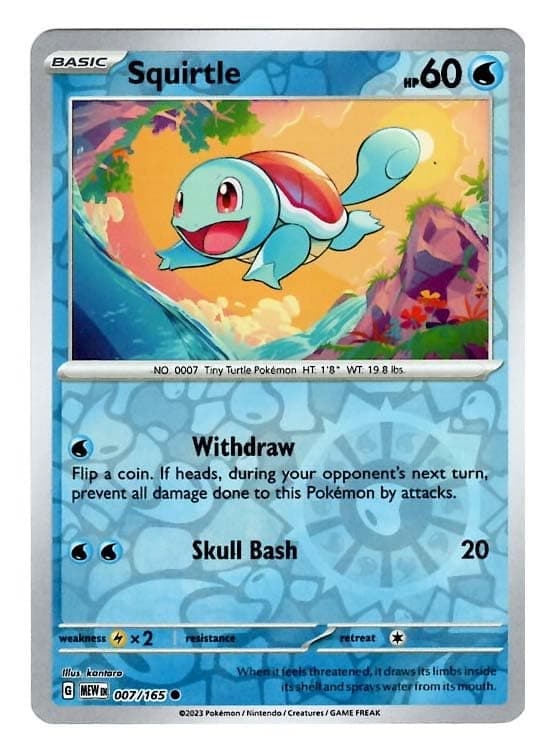 Pokemon - Squirtle 007/165 - Pokemon 151 - Reverse Foil - Single Card
