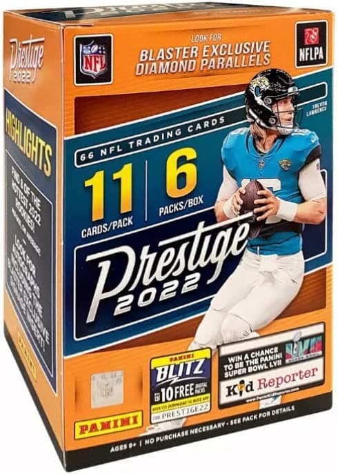 2022 Prestige Football NFL Factory Sealed Blaster Box - 66 Trading Cards Total - 6 Packs with 11 Cards Per Pack
