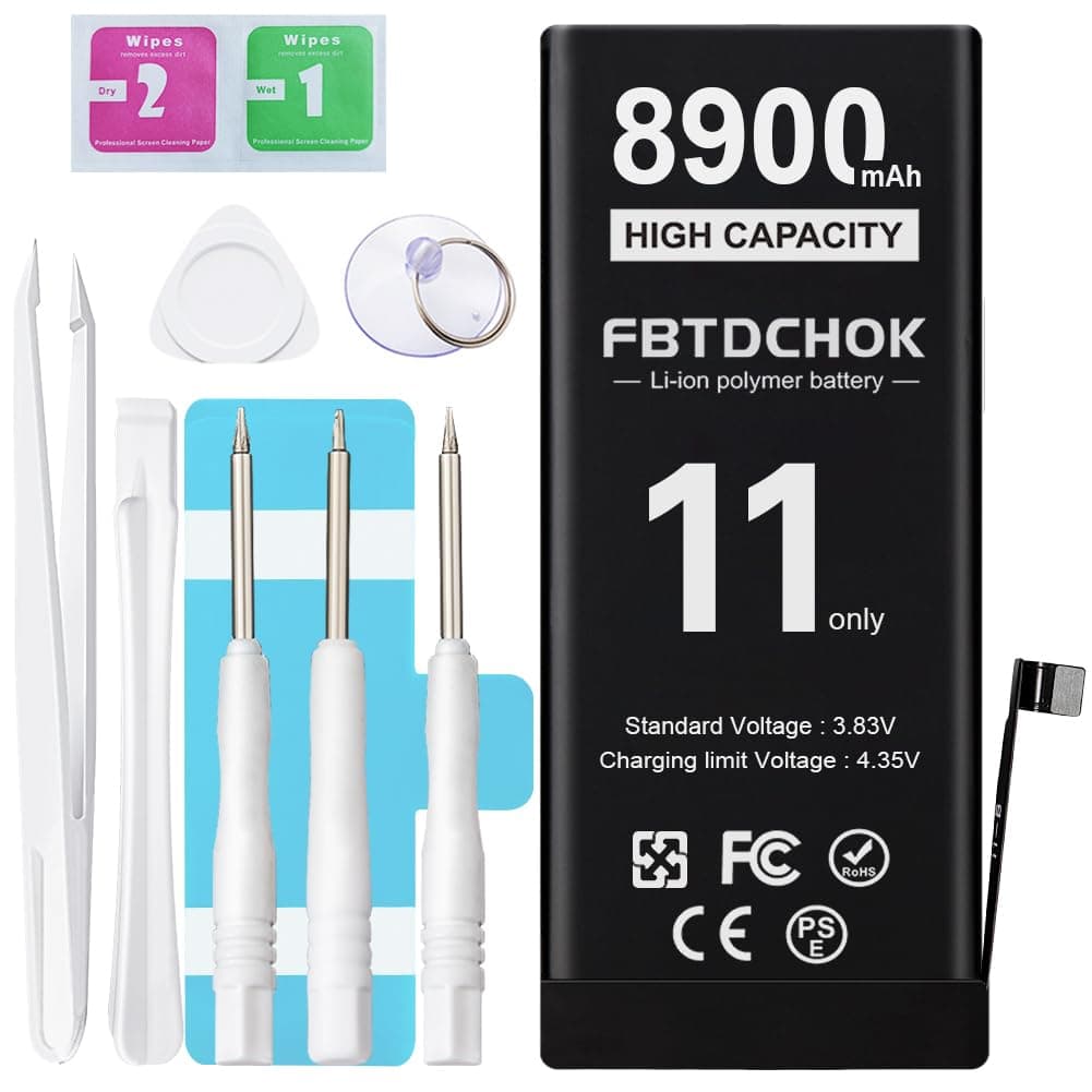 8900mAh Upgraded Battery Compatible with iPhone 11, [New Version] Ultra High Capacity 0 Cycle A+ Battery Replacement for iPhone 11, with Complete Repair Tool Kit