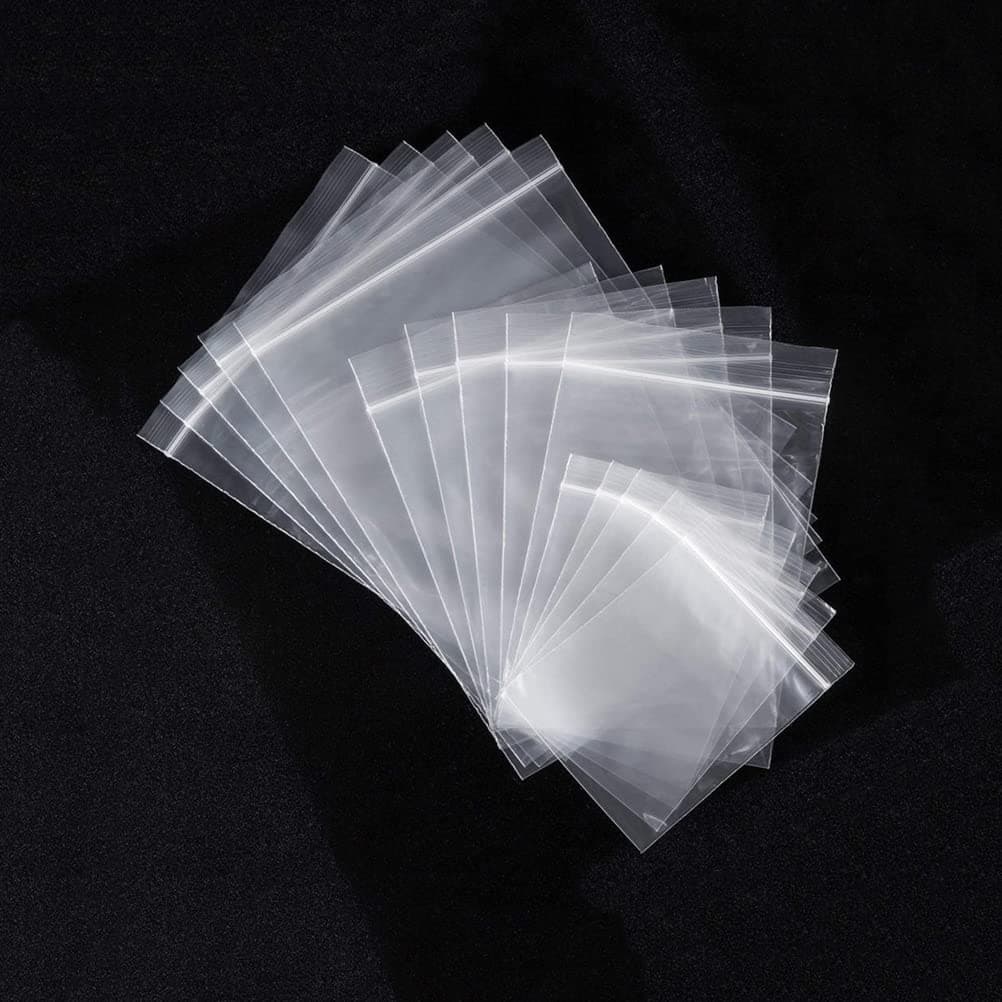 300PCS Resealable Clear Plastic Bags, Grip Seal Bag Grip Lock Pouch for Food, Press Seal Bags for Jewellery Card Pill Beads, Small Clear Sealed Storage Bags for Home Kitchen(4x6cm, 8x12cm, 10x15cm)
