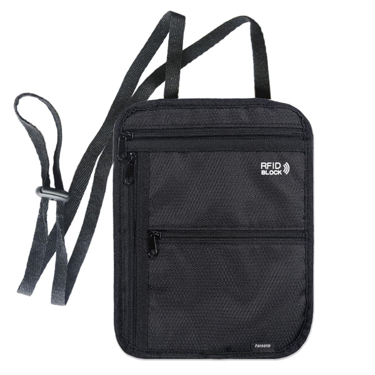 Travel Neck Wallet Neck Pouch with RFID Blocking - Family Passport Holder for Easy Traveling, Simple Design for Men & Women (Black)