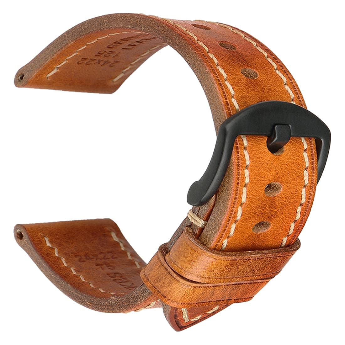 REZERO Handmade Genuine Leather Watch Band, Vegetable Tanned Leather, Oil-Waxed Watch Straps Replacement 18mm 19mm 20mm 21mm 22mm 23mm 24mm 26mm for Men, Women