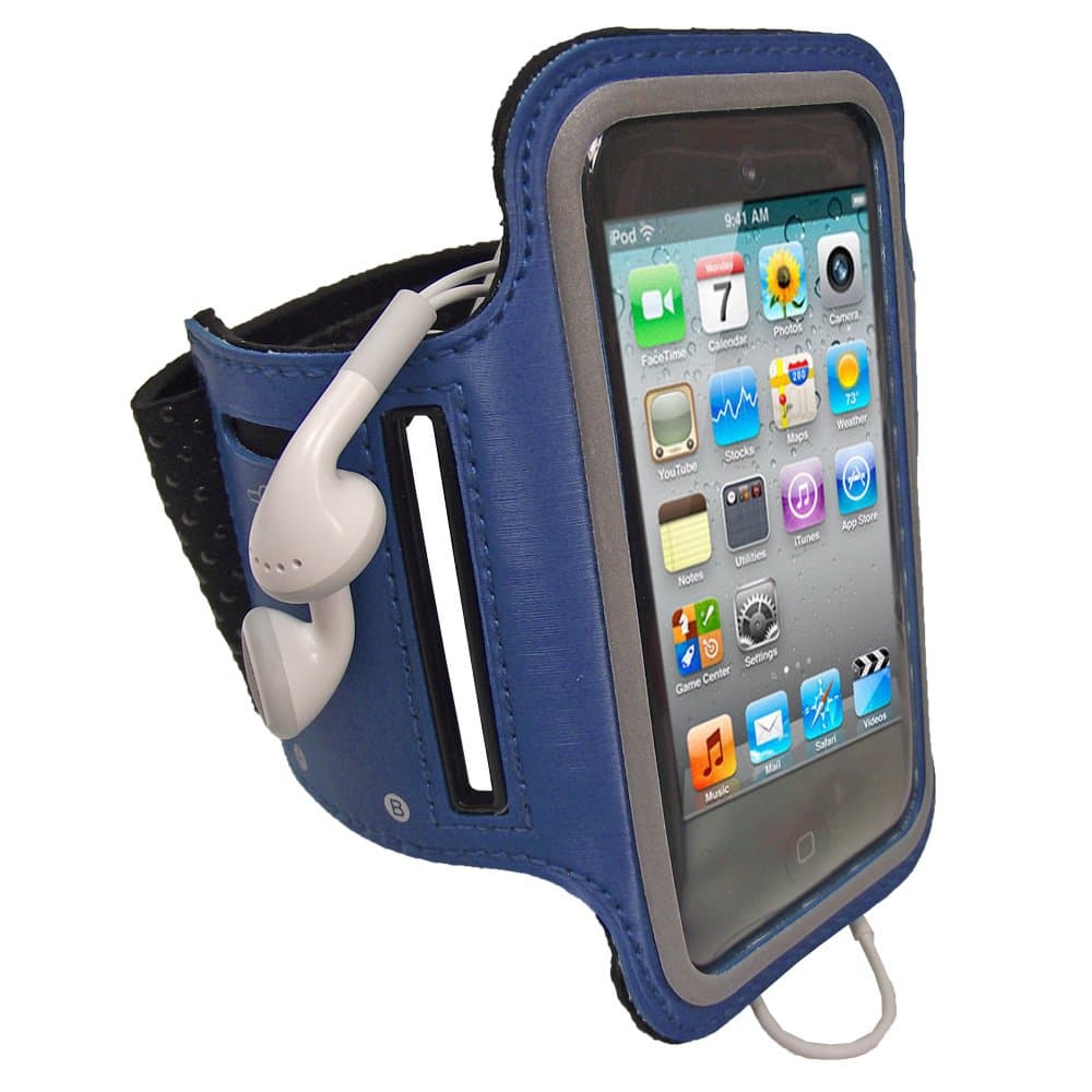 Blue Reflective Anti-Slip Neoprene Sports Gym Jogging Armband for Apple iPod Touch 2nd, 3rd & 4th Generation 8gb, 16gb, 32gb & 64gb