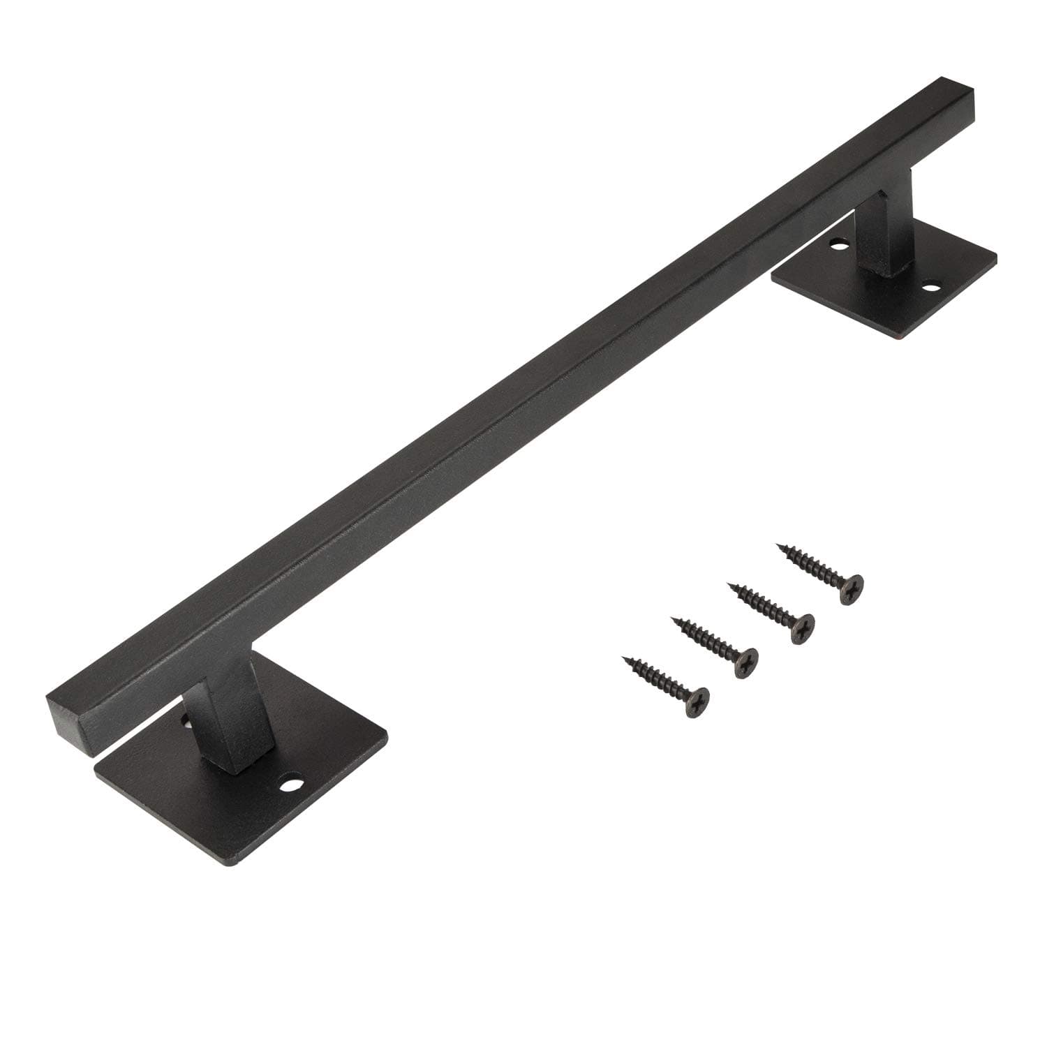 Homode 12 Inch Sliding Barn Door Handle, Matte Black Iron Steel Pull Handle Hardware, Rustic Square Style, for Barndoor, Gate, Garage