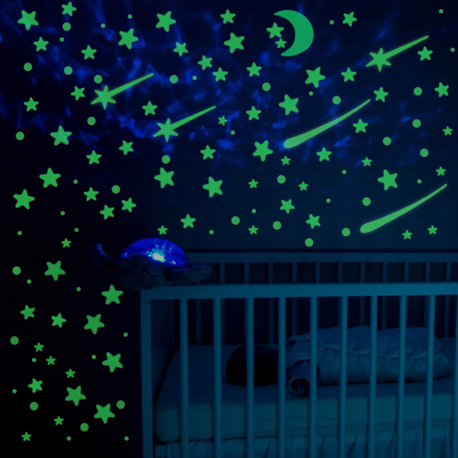 Glow in The Dark Stars Stickers, Glowing Stars, Dots and Moon for Ceiling and Wall Decals, DIY Glowing Wall Stickers for Kids Bedroom, Nursery Room and Home Decoration, 212 pcs