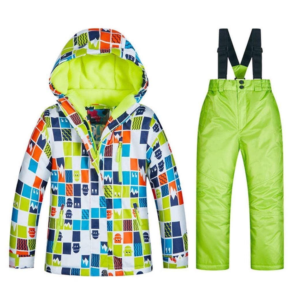 GS SNOWINGBoy's Ski Jackets and Pants Set Insulated Waterproof Windproof Snowsuit Winter Warm Hooded Coat