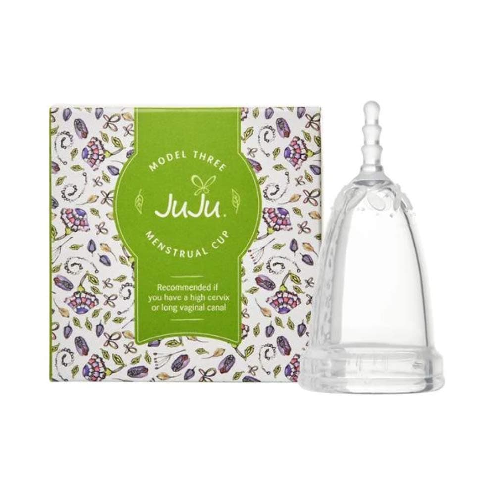 Menstrual Cup by Juju. The Australian Made FDA Registered Period Cup. Alternative to Tampons & Pads. Reusable Medical Grade Silicon in 4 Sizes (High Cervix)