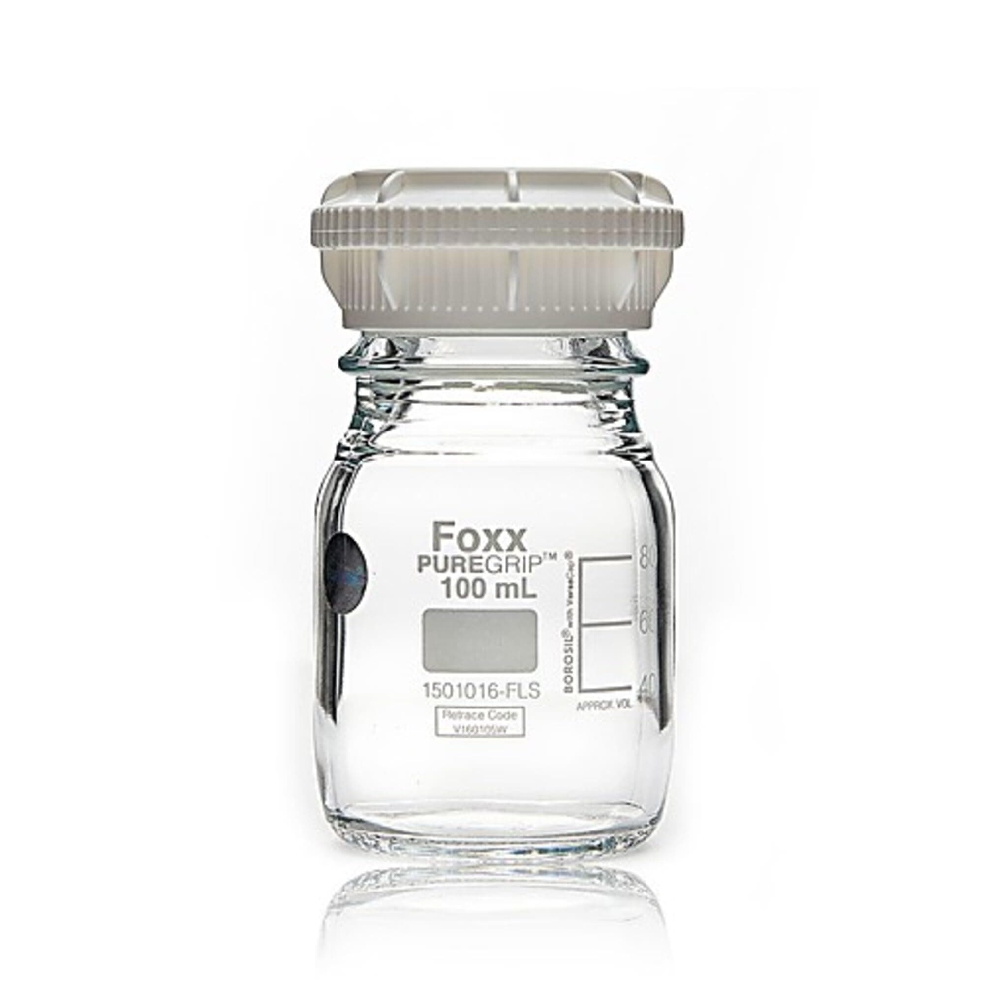 BOROSIL PUREGRIP 1501024-FLS Transparent Reagent Bottles with GL45 Screw Cap, 500 mL, 500 fl. oz., Borosilicate GLASS ( 0)