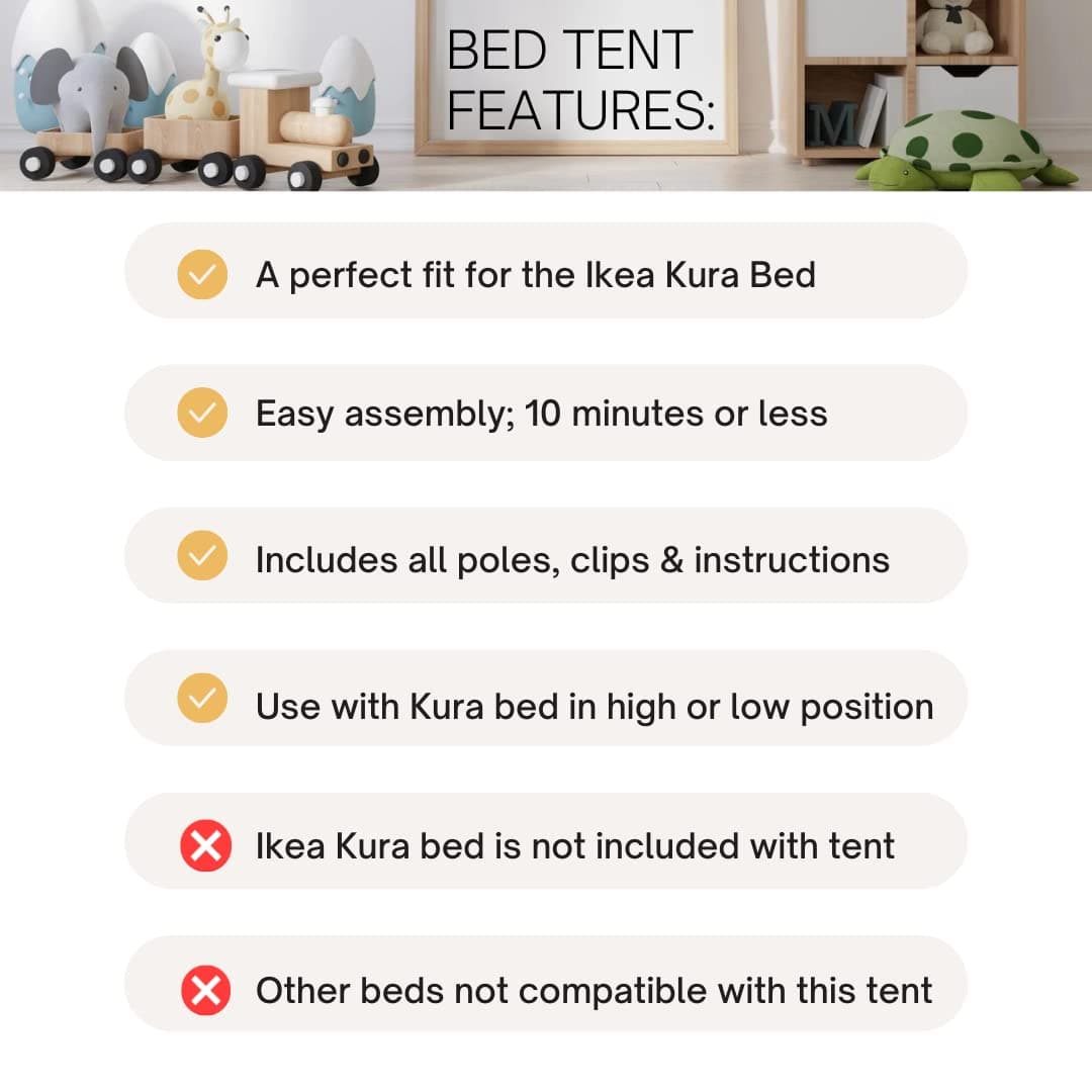 Tent for IKEA Kura Bed for Children | Kids Play or Sleep Fort for Indoors | Kids Tent | Kura Bunkbed Not Included | Back to School Decor | Dinosaur Pattern | Woodland Pattern