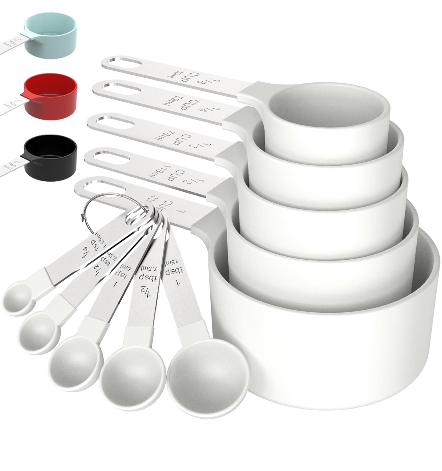 Measuring Cups & Spoons Set, Stackable Cups and Spoons, Nesting Measure Cups with Stainless Steel Handle, Kitchen Gadgets for Cooking & Baking