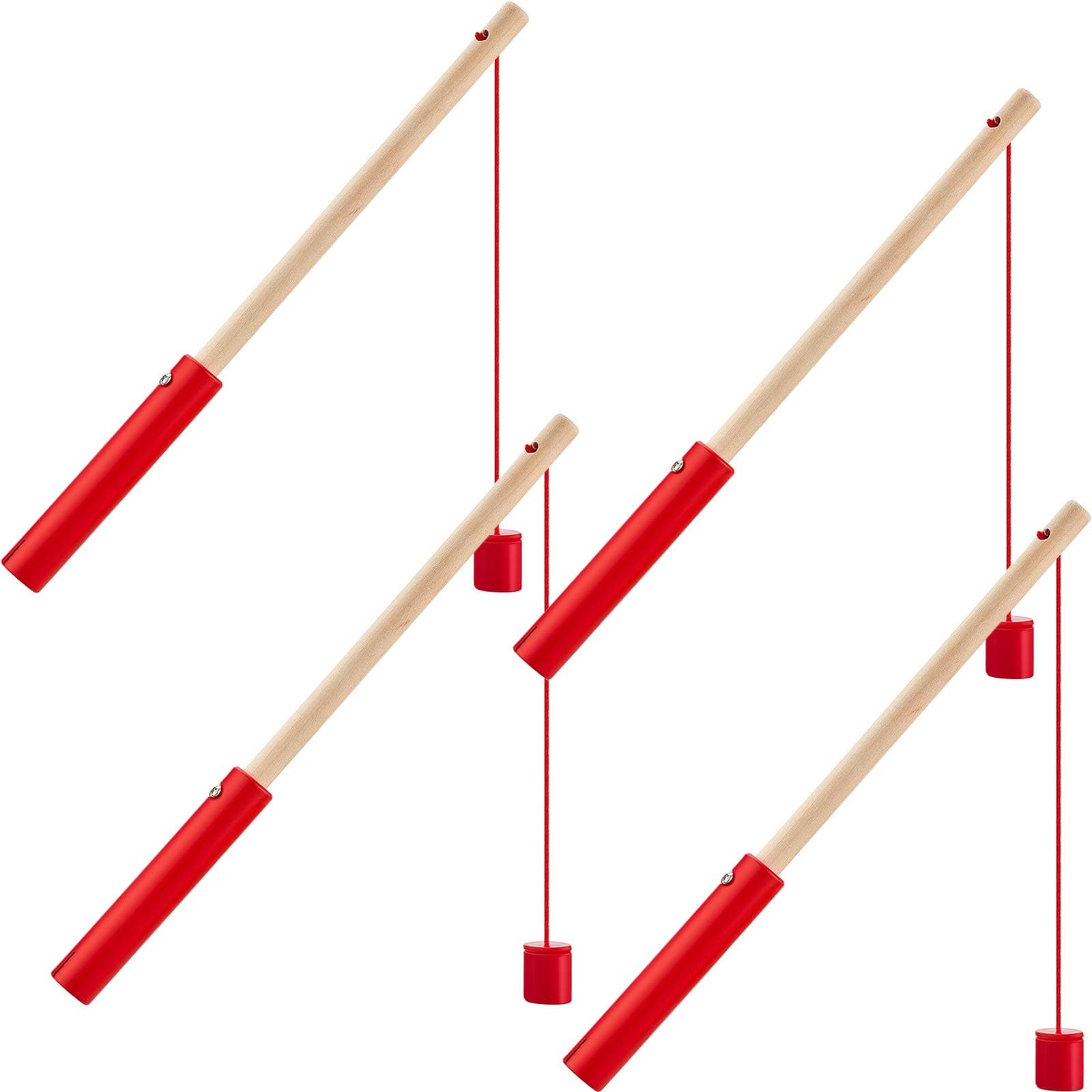 Sumind 4 Pieces Wooden Magnetic Fishing Poles Magnet Fishing Rods Toy Magnetic Game for Funny Bathtime Pool Activity Accessory