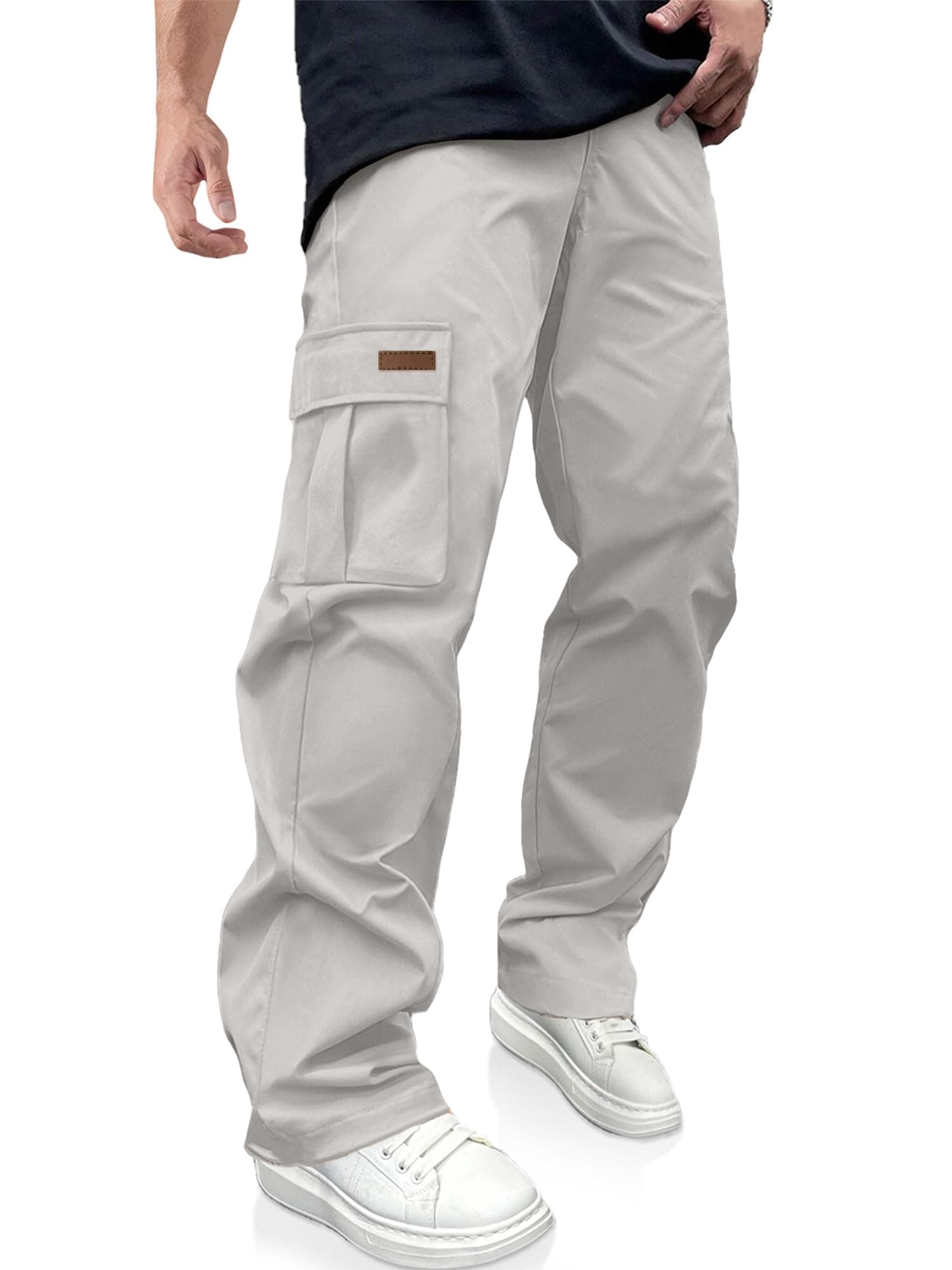 Men's Casual Cargo Pants Drawstring Hiking Workout Tactical Joggers Sweatpants for Men with Pockets
