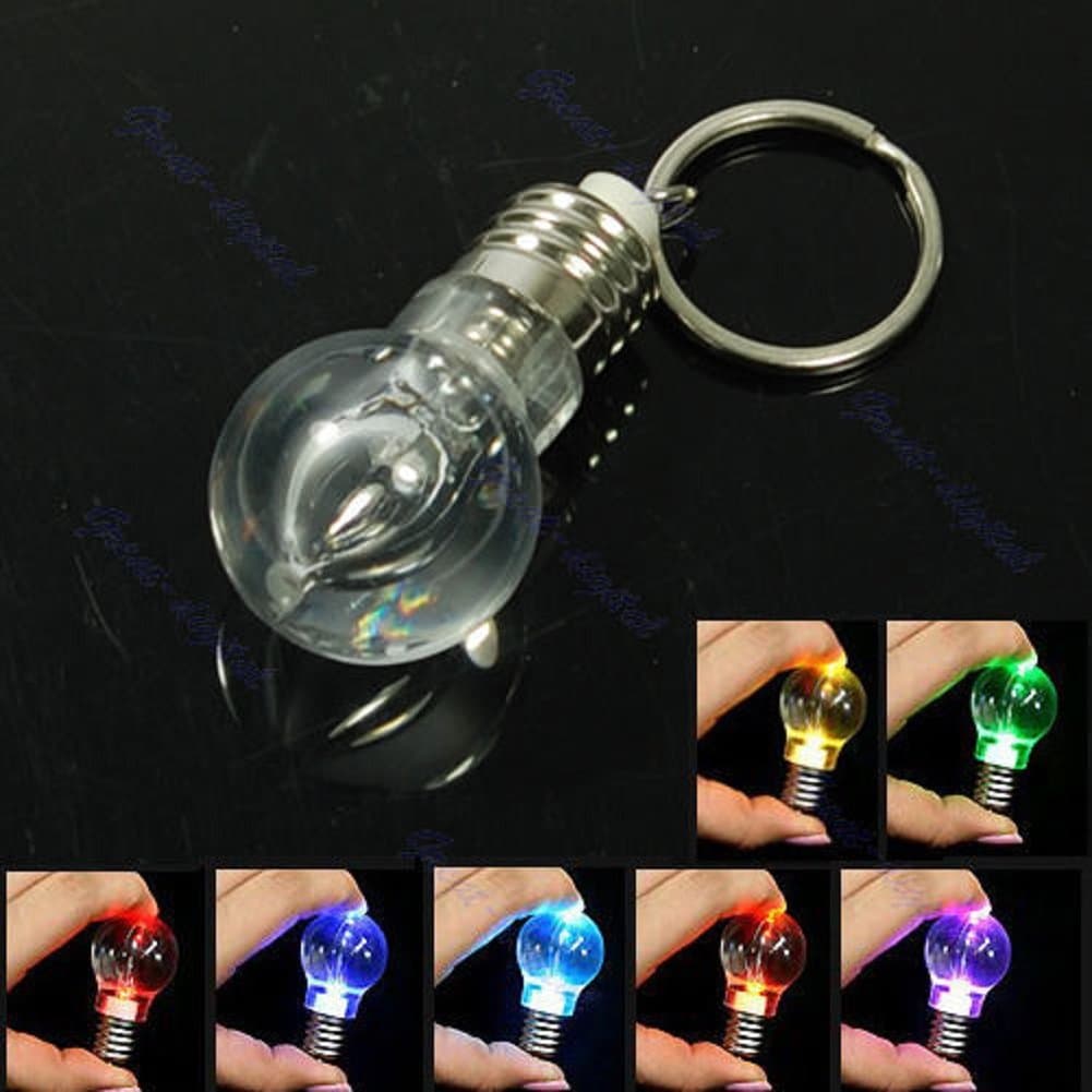 Zczhang fish858 Key Ring Keychain Change color LED Flashlight Light Bulb Rainbow Colors