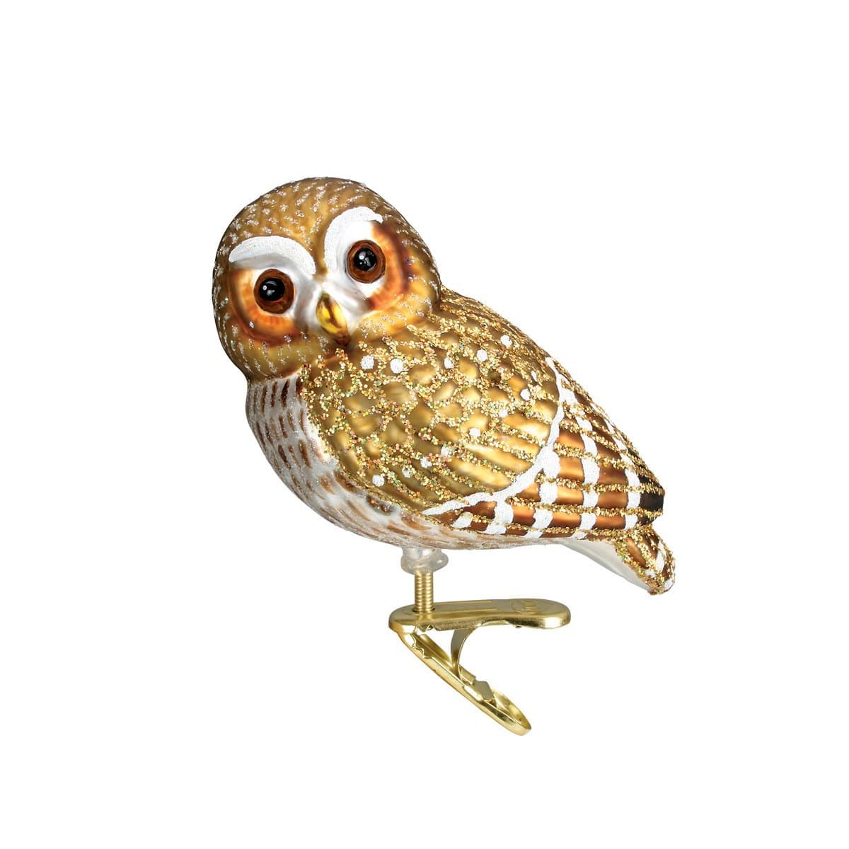 Old World Christmas Glass Blown Clip-On Ornament with Gift Box, Birds Collection (Pygmy Owl)