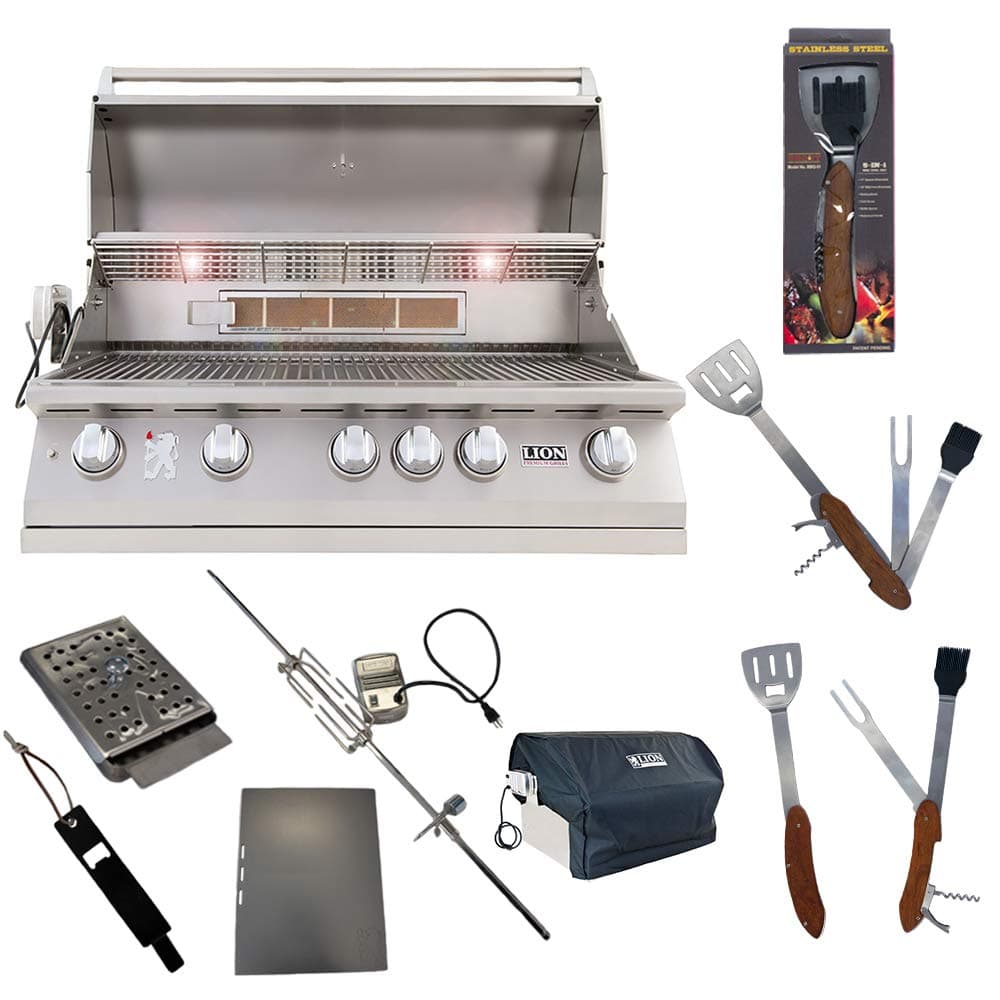 Lion Premium Grills40-Inch Liquid Propane Grill L90000 with Exclusive Best of Backyard Gourmet Package