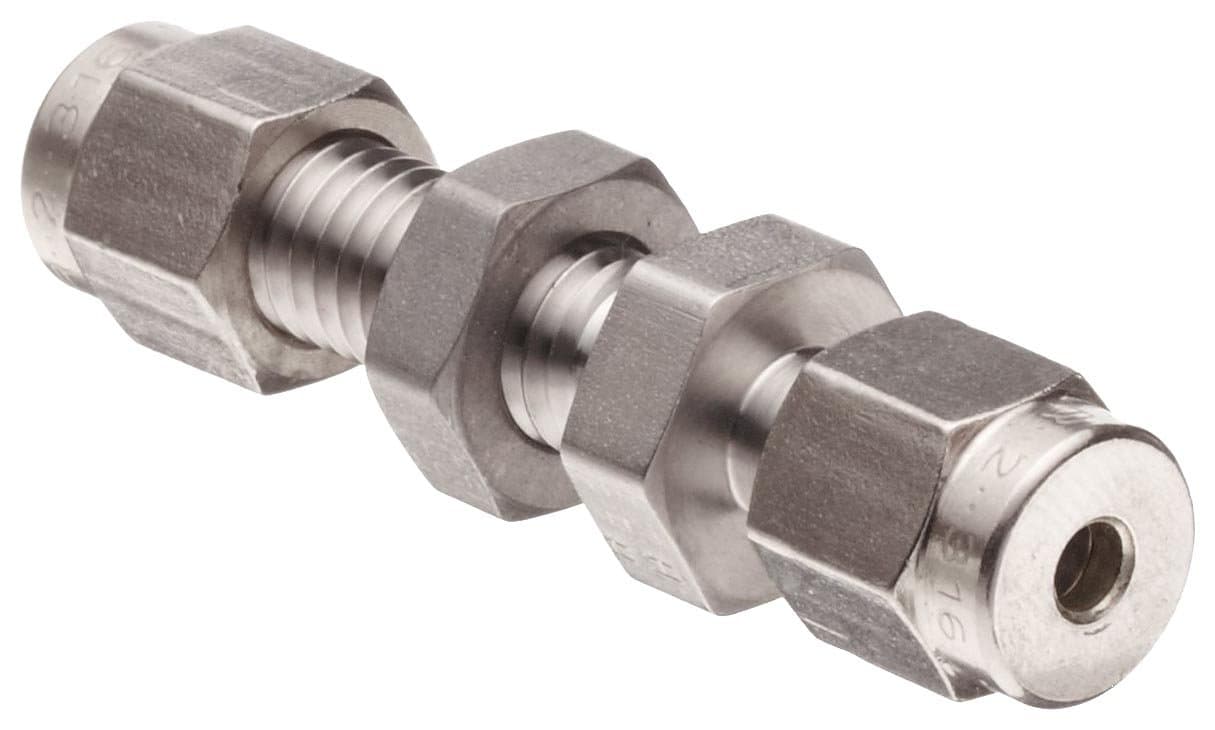 ParkerA-Lok 6BC6-316 316 Stainless Steel Compression Tube Fitting, Bulkhead Union, 3/8" Tube OD