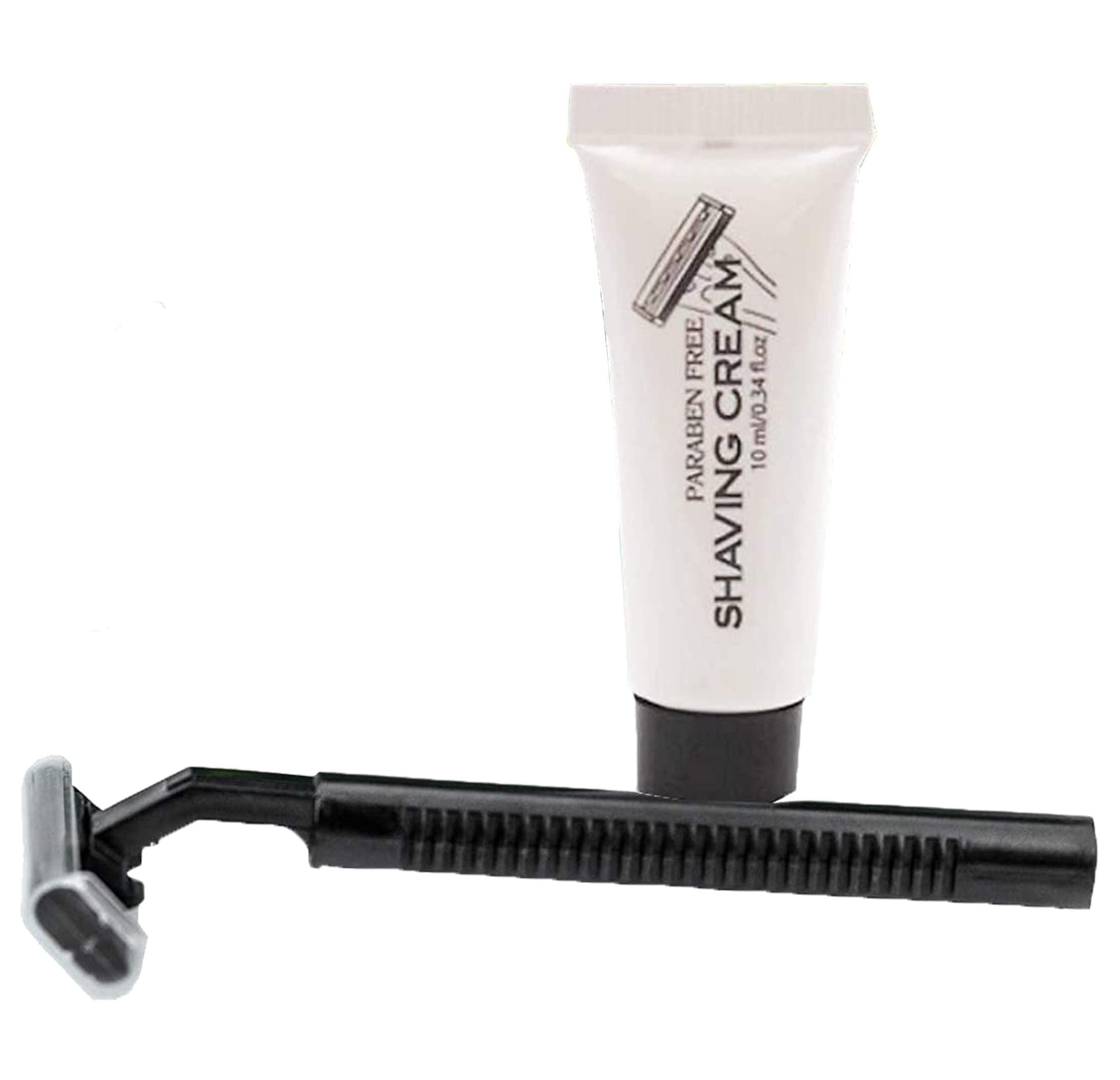 – Planet Sell Disposable Shaving Razor with Cream - Travel Size Shaving Kit Individually Wrapped Paper Box ECO Botanics (pack of 50)