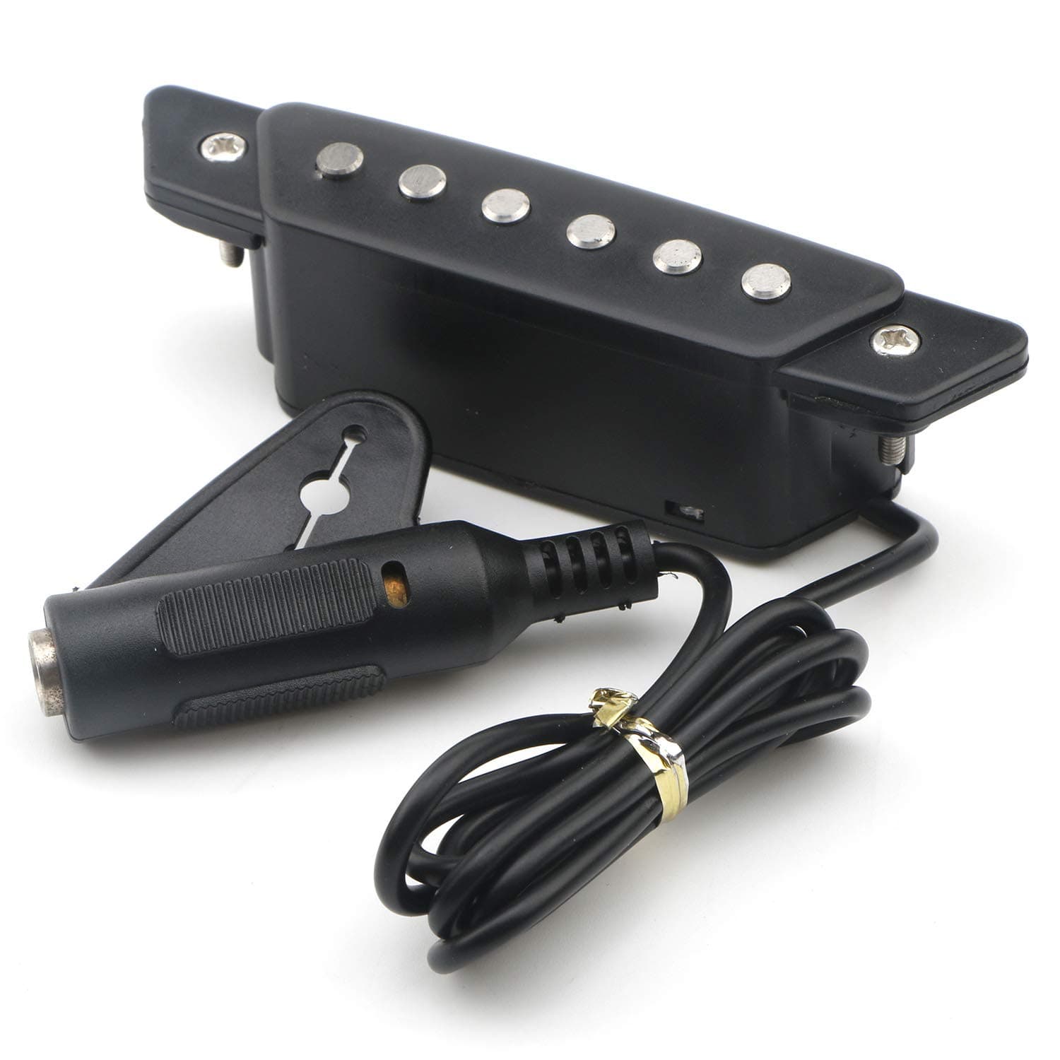 Swhmc 1pcs 6-String SH-85 Soundhole Pickup EQ Preamp Pickup with Active Power Jack for Folk Acoustic Guitar, Ukulele (Sanding Black)