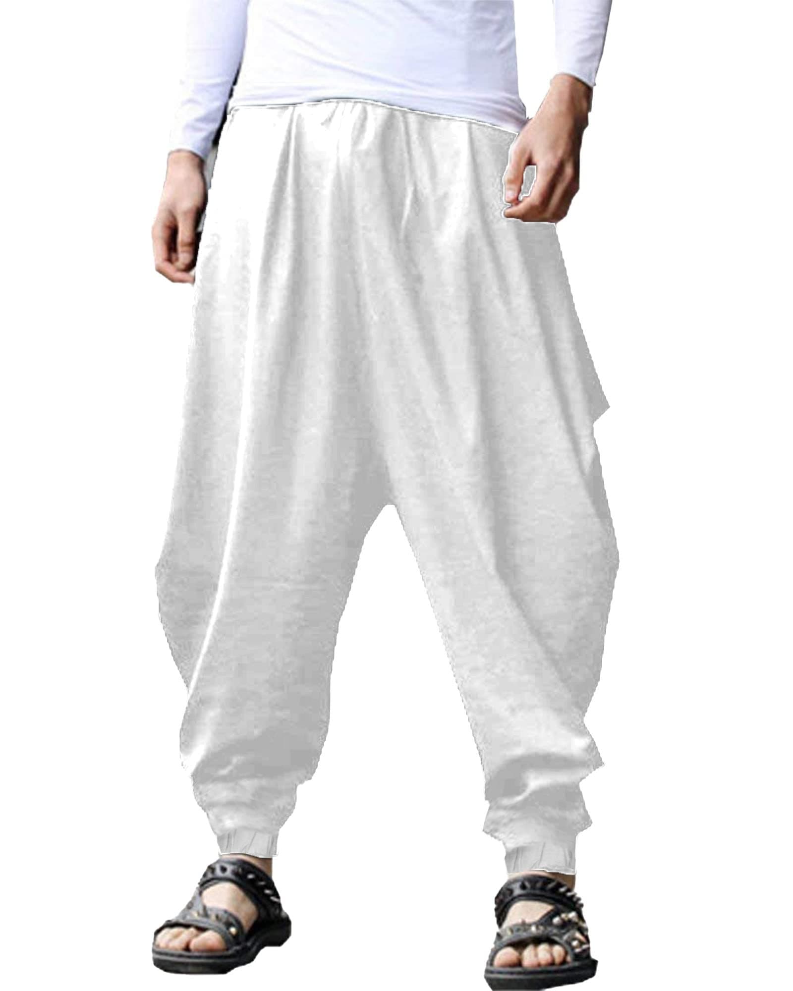 Men's Cotton Linen Trousers Baggy Casual Harem Pants Wide Leg Kidoriman Pants Drawstring Pirate Costume Hippie Clothes