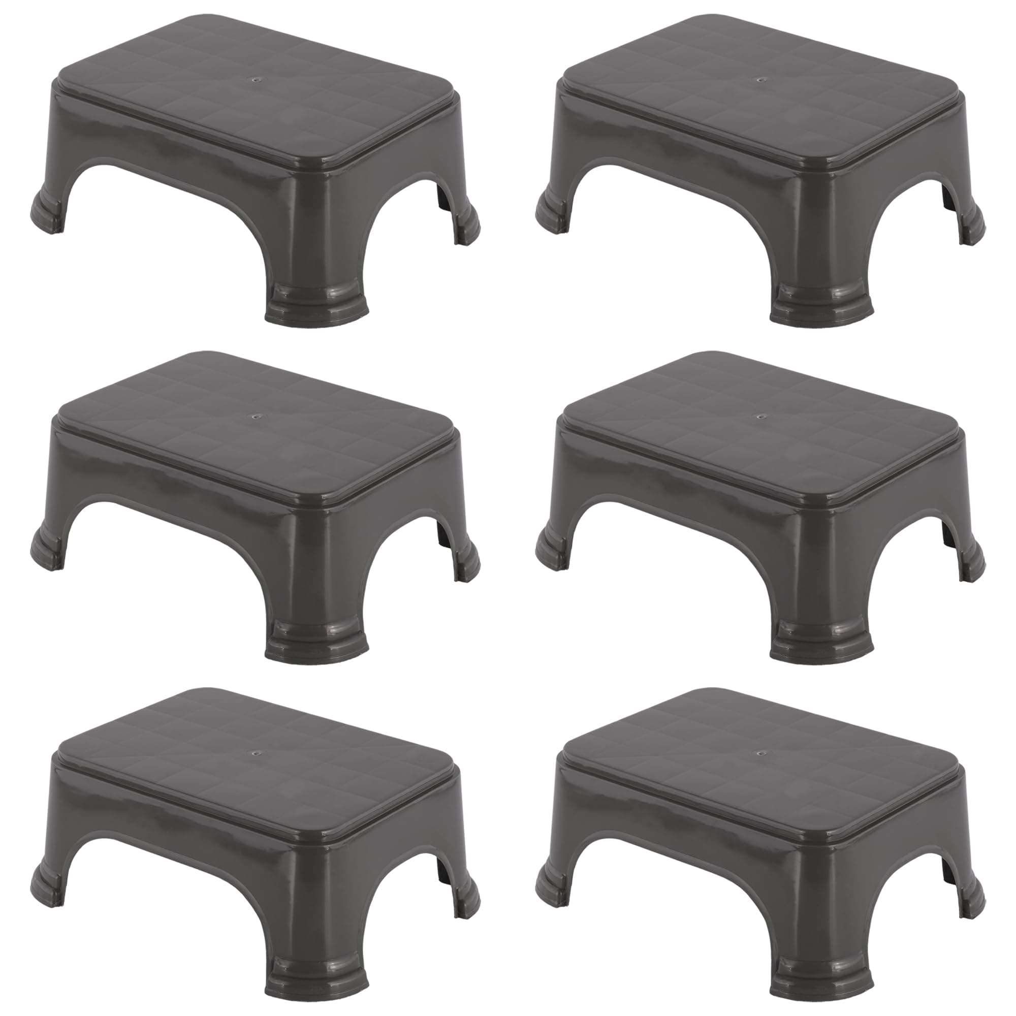 Kuber Industries Pack of 6 Durable Bathroom Stool for Bathing | Comfortable Indoor Machiya for Sitting | Senior Citizens Bath Stool & Adults Patla Chair for Home | Plain P6 - Grey