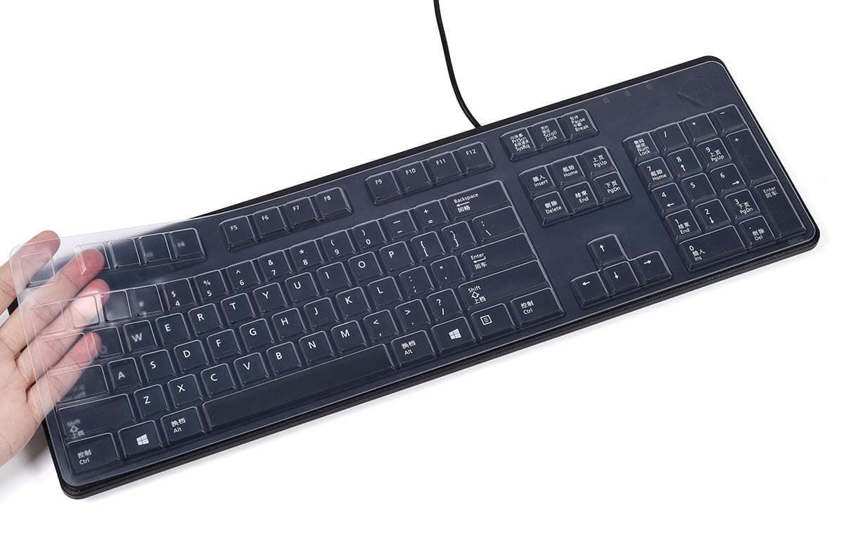 CASEDAO Ultra Thin Silicone Keyboard Cover Compatible with Dell Keyboard KB212-B KB4021 104-key Wired Keyboard - Clear