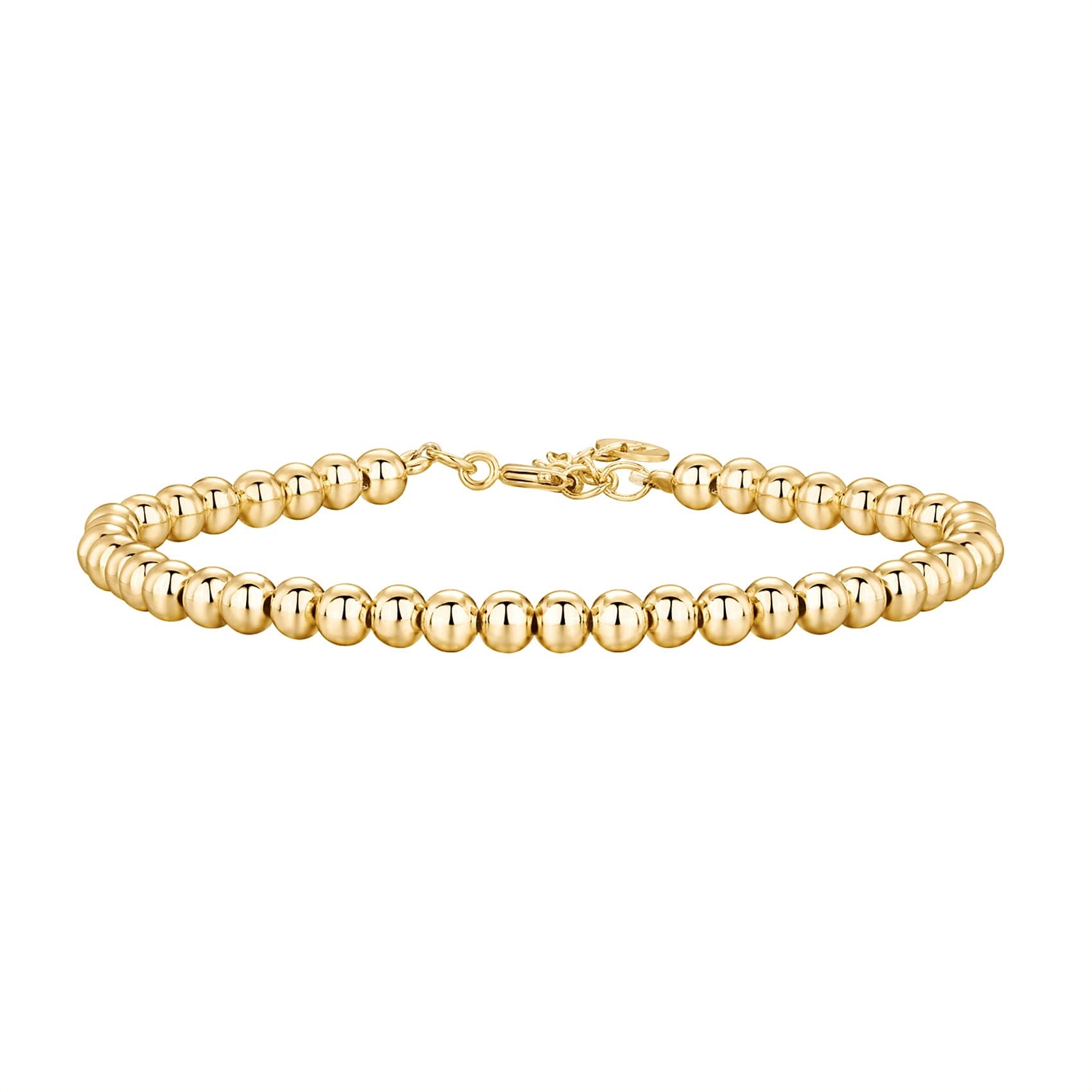 PAVOI 14K Gold Plated Beads Cuban Cubic Zirconia Simulated Diamond Station Infinity Chain Bracelet for Women | Adjustable Chain Bracelet, 8.5", Yellow Gold, No Gems, Yellow Gold Metal, No Gemstone