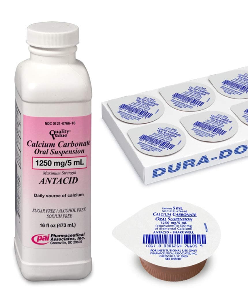 Calcium Carbonate Oral Suspension 1250mg/5 ml - 16 oz by Pharmaceutical Assoc INC