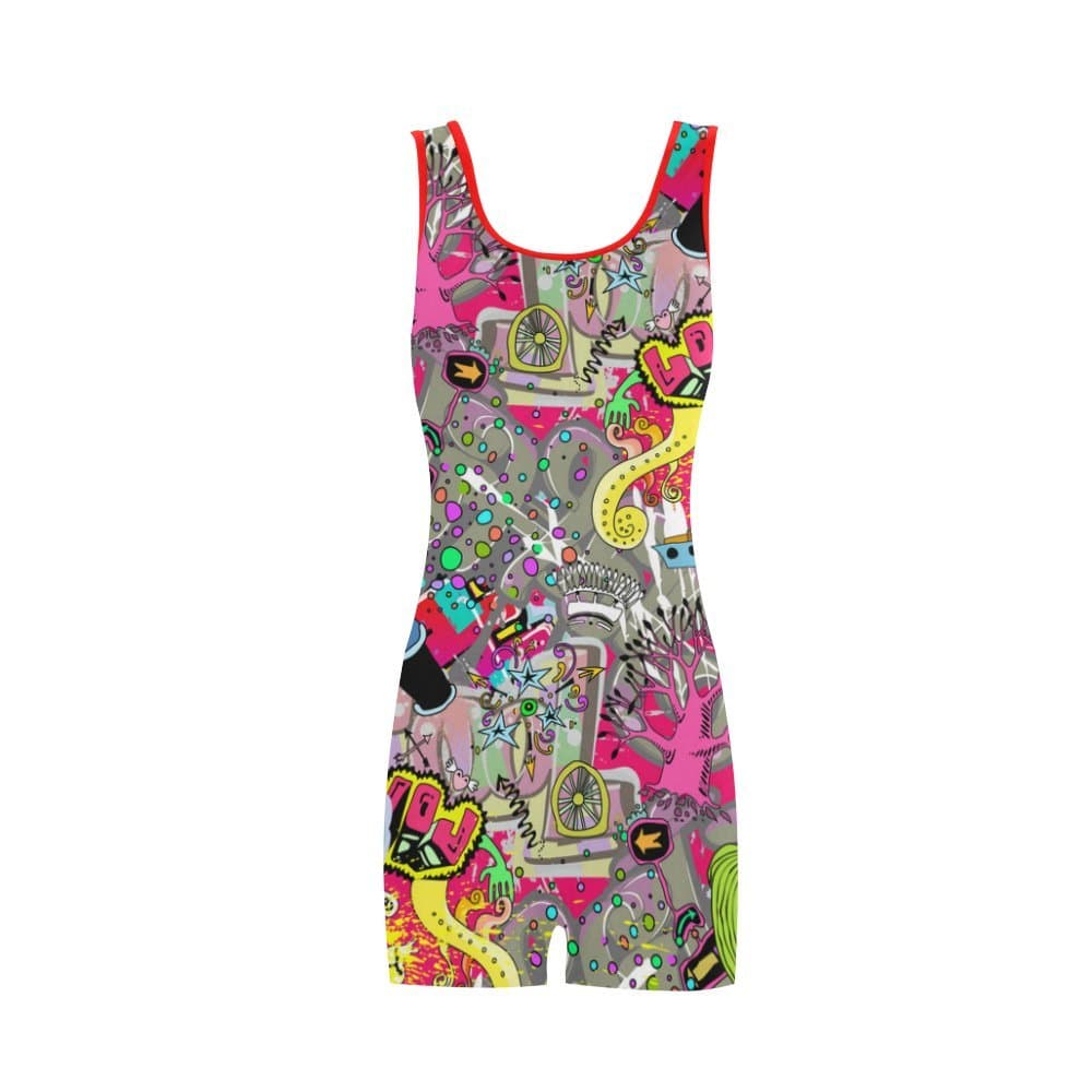 Women's Graffiti Pop Art BoyLeg One Piece Swimsuit Swimwear Tankini