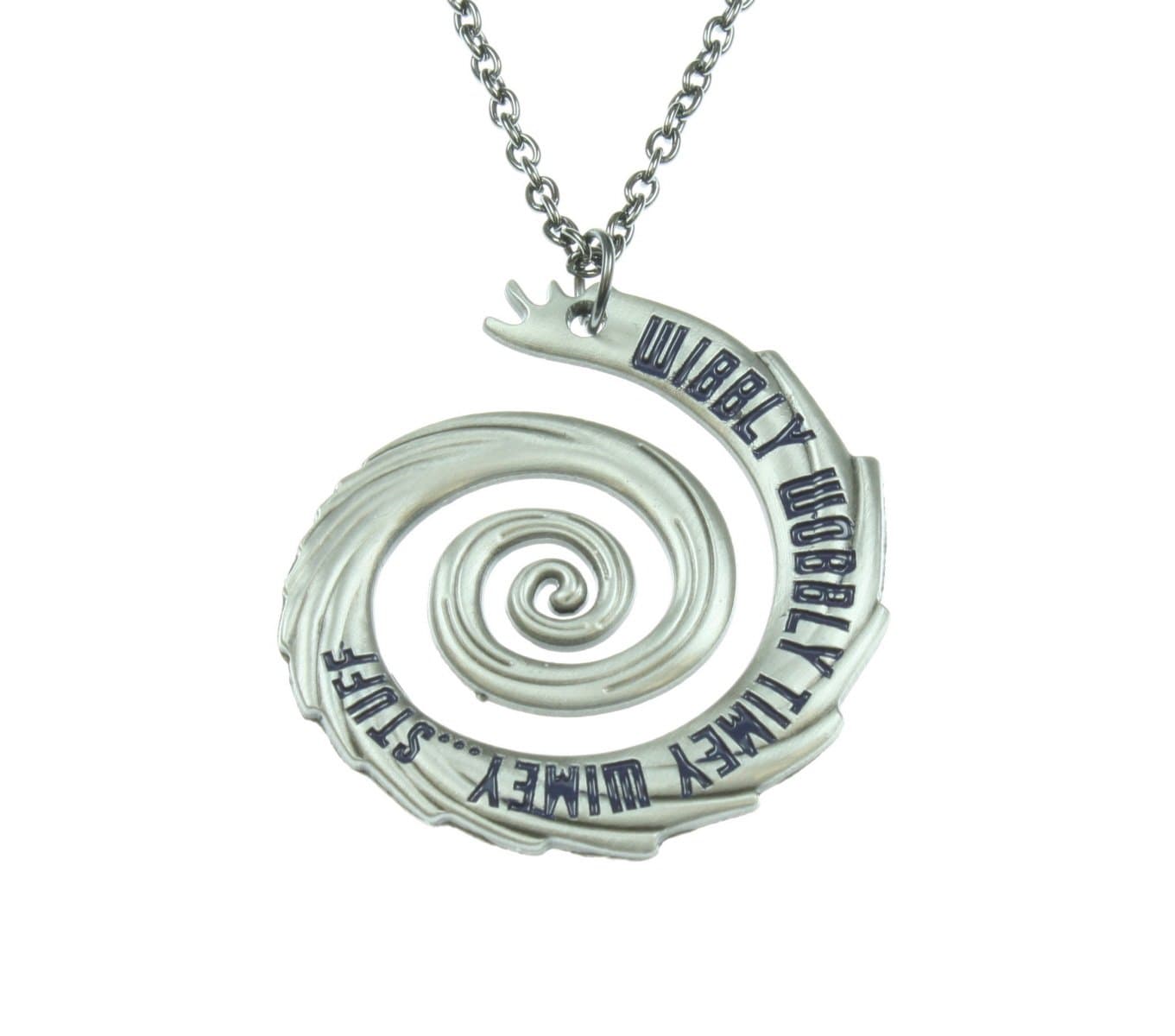 REINDEAR Doctor Who 22" Wibbly Wobbly Timey Wimey Pendant Necklace (Silver-Tone)
