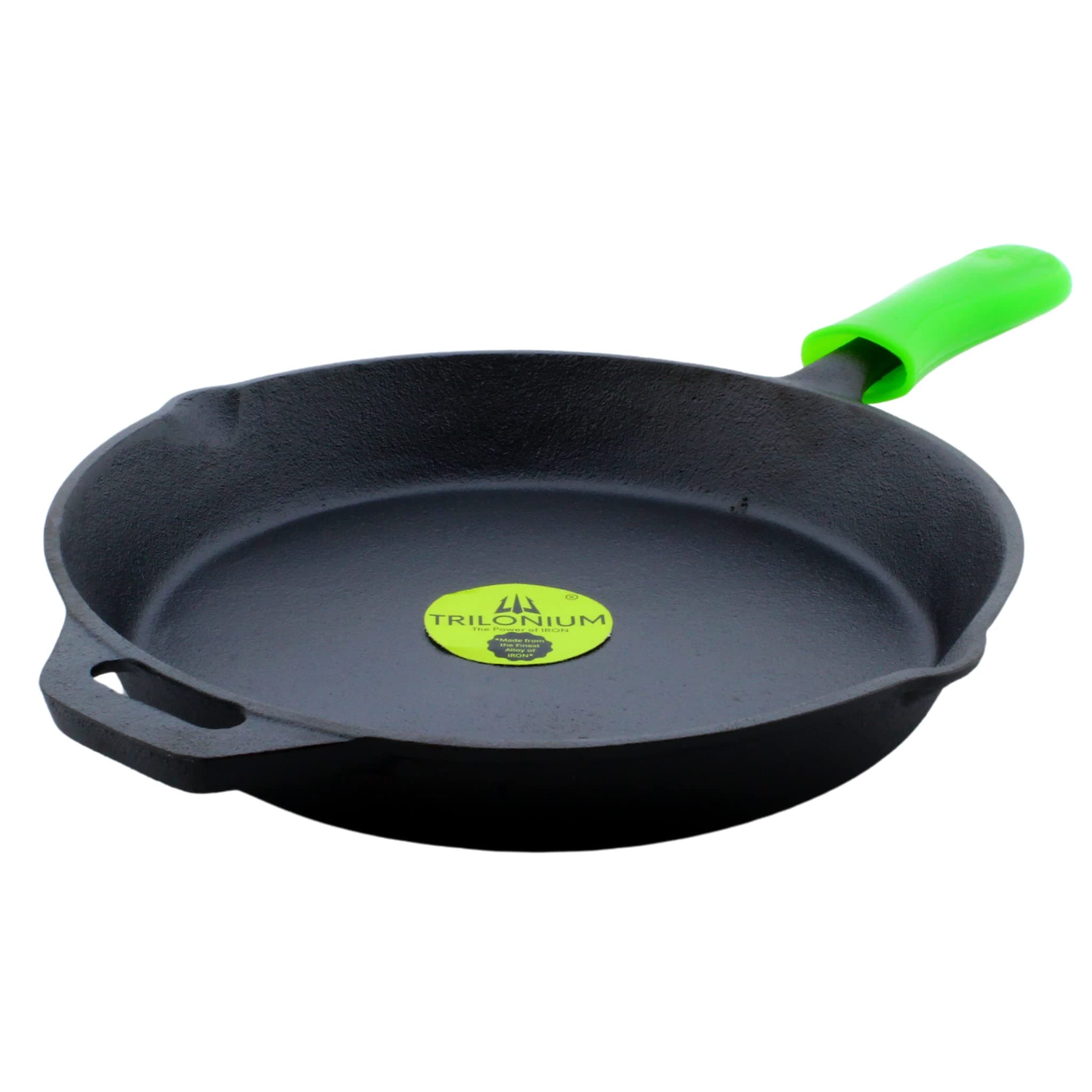 TRILONIUM Cast Iron Skillet | Fry Pan | Sleek | Pre-Seasoned | 12 inches | 3.4 Kgs | Induction Compatible