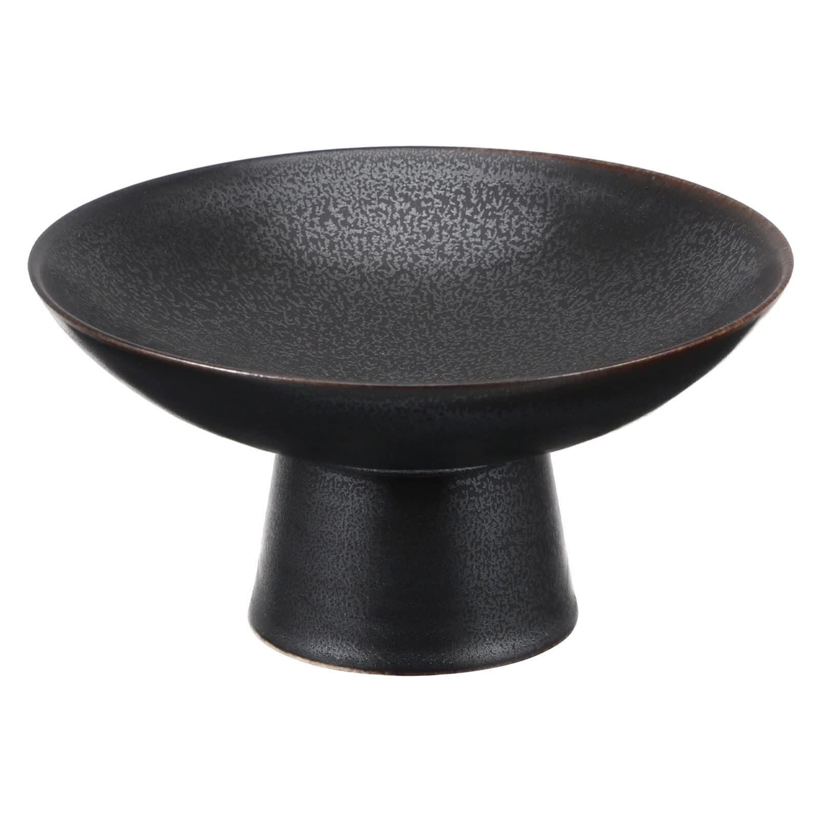 CiieeoCeramic Footed Bowl Round Pedestal Bowl Decorative Fruit Dish Holder Dessert Display Stand Serving Fruit Tray for Kitchen Counter Centerpiece Table Decoration Black