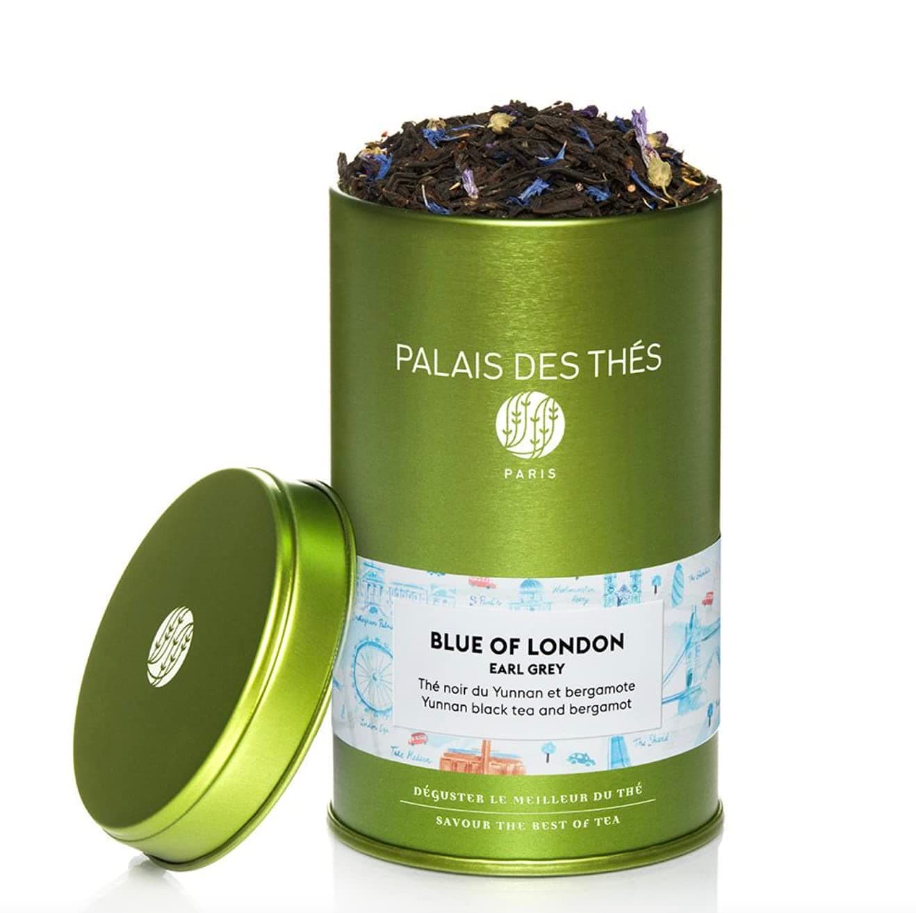 Palais des Thés - Blue of London - Earl Grey Black Tea, Bergamot & Cornflower - Premium Loose Leaf, Serves 20-25 Cups - 3.5oz Tin