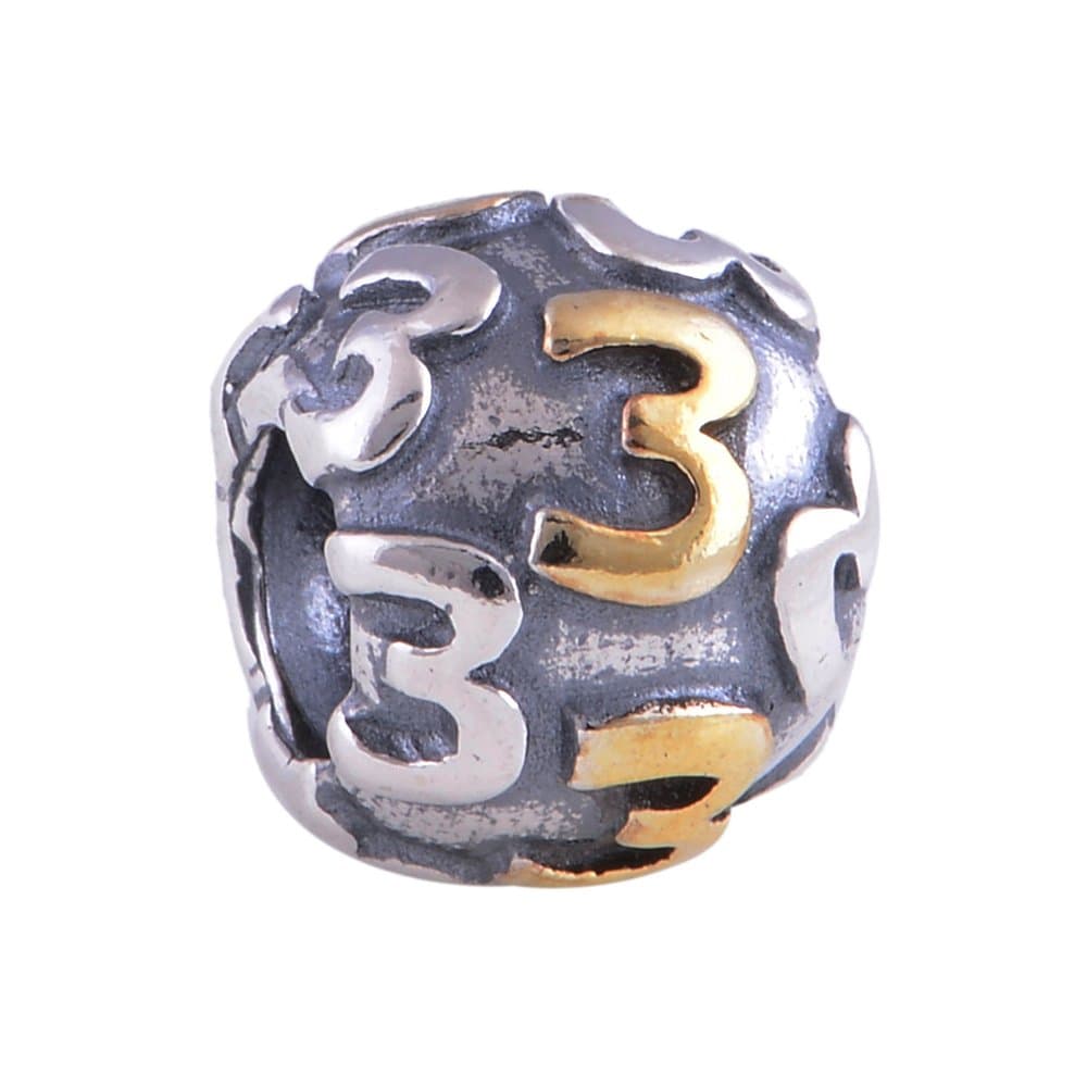 The Kiss Number 3 925 Sterling Silver Charm Bead for European Charm Bracelets