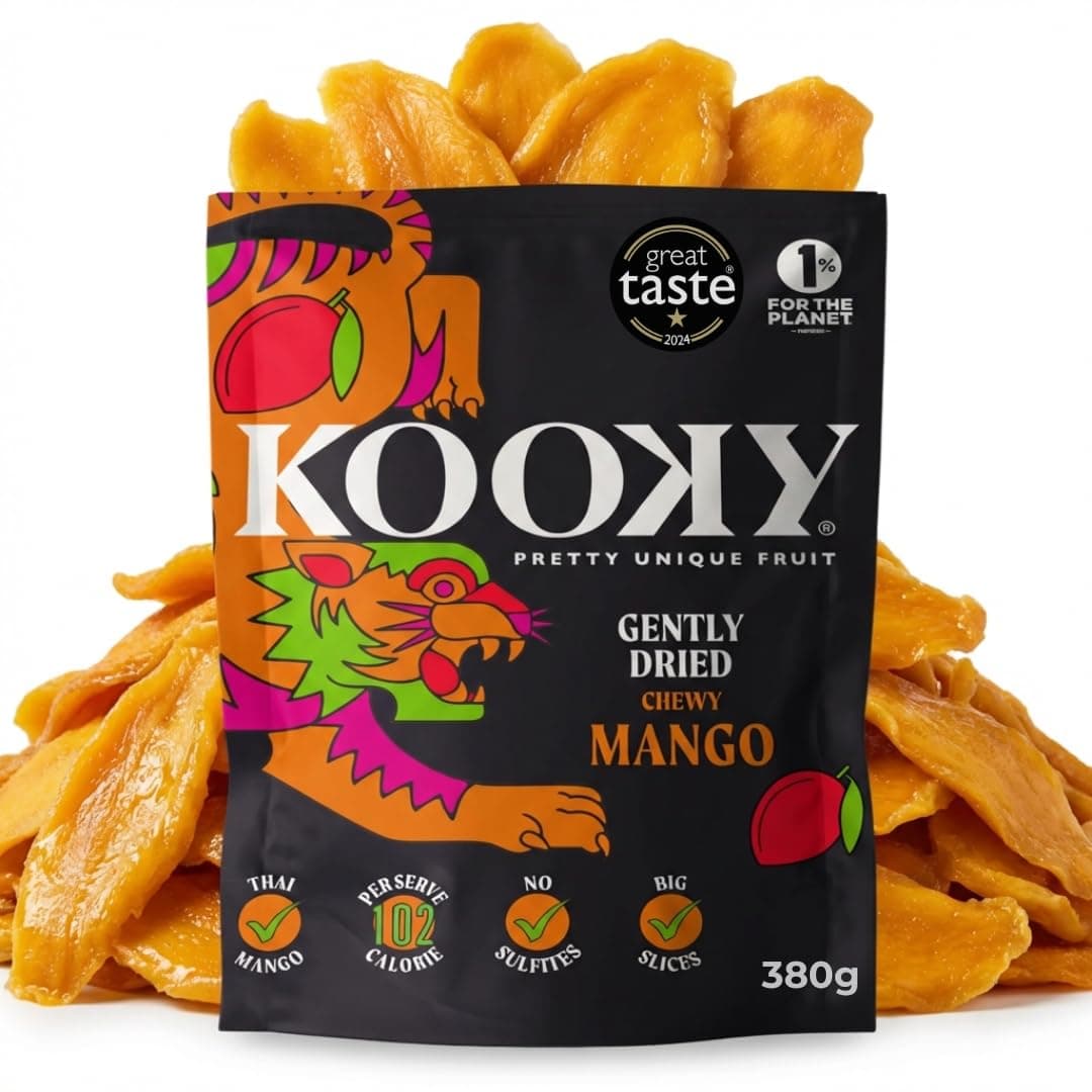 – Kooky - Gently Dried Mango Slices - Large 380g Pack Bursting With Juicy Flavor And Packed With Nutrients. The Perfect Healthy Fruit Snack