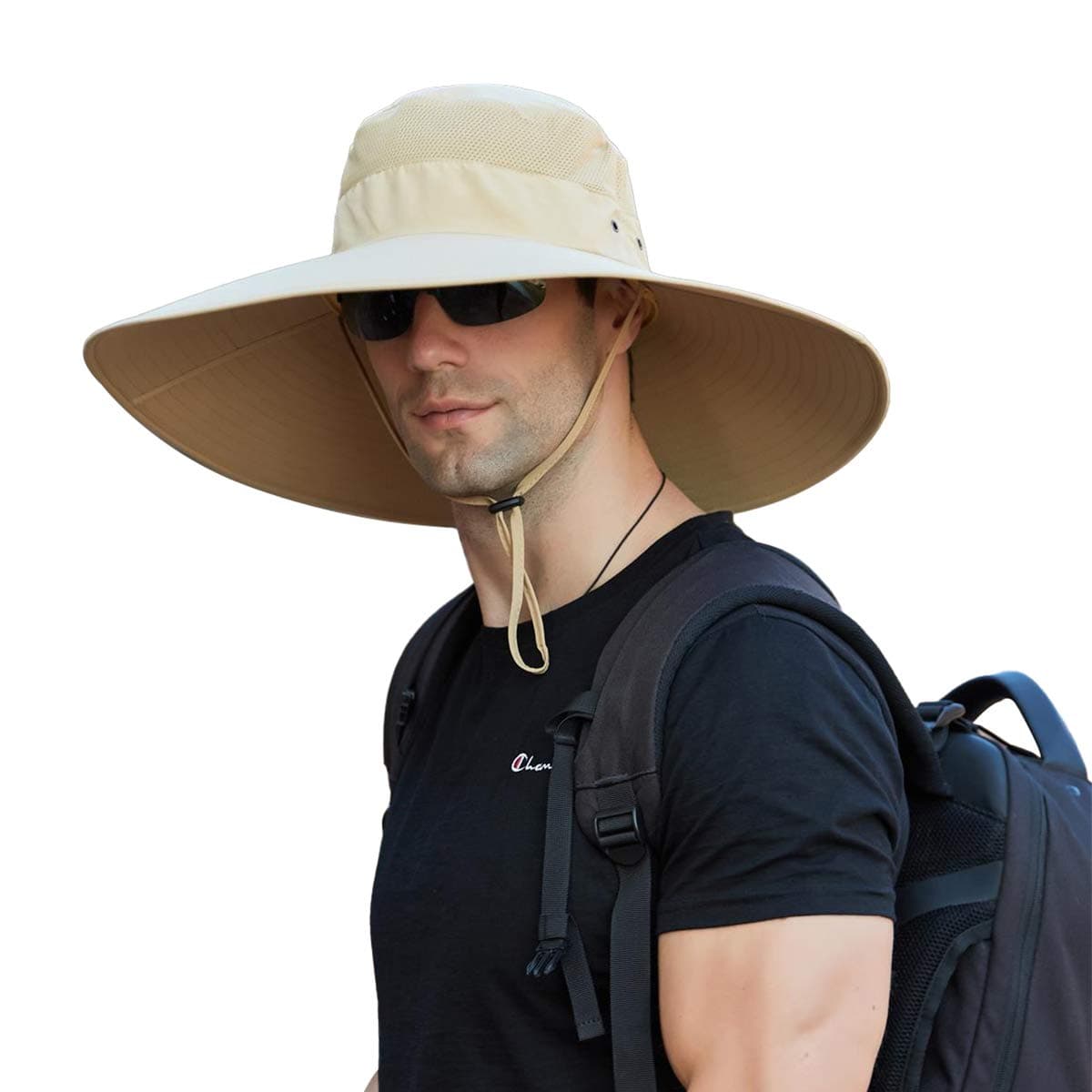 leotruny Super Wide Brim Bucket Hat UPF50+ Waterproof Sun Hat for Fishing Hiking Camping (C03-Khaki)