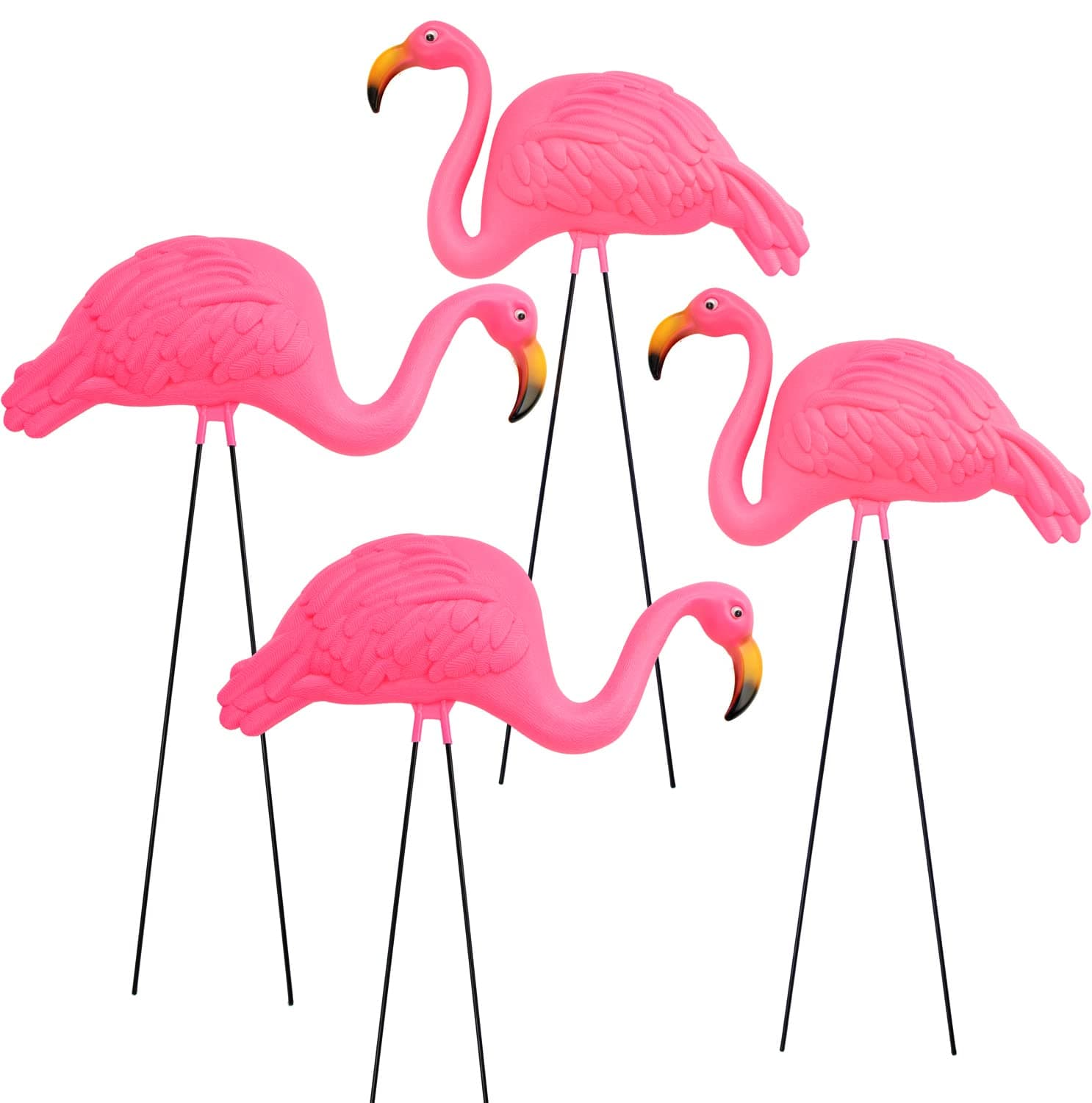 GiftExpress Large Bright Pink Flamingo Yard Ornament/Flamingo Garden Statue/Pink Flamingo Garden Yard Decor (Pack of 4)