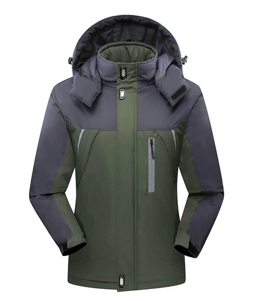 SUNSIN Waterproof Snow Jacket with Hood for Men Boys Ski Fleece Lined Outdoor Sport Winter Coats (L, Green)