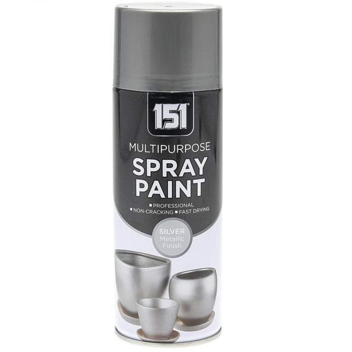 400ml Professional Quality Fantastic Finish All-Purpose Interior Exterior Household Spray Paint for Wood Metal Plastic Ceramics & More (Metallic Silver)
