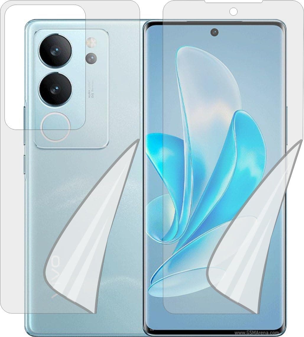 TELTREK Front & Back Full Coverage Edge to Edge Screen Protector, Shatterproof TPU Fiber Not a Tempered Glass, Front & Back Screen Guard for VIVO V29