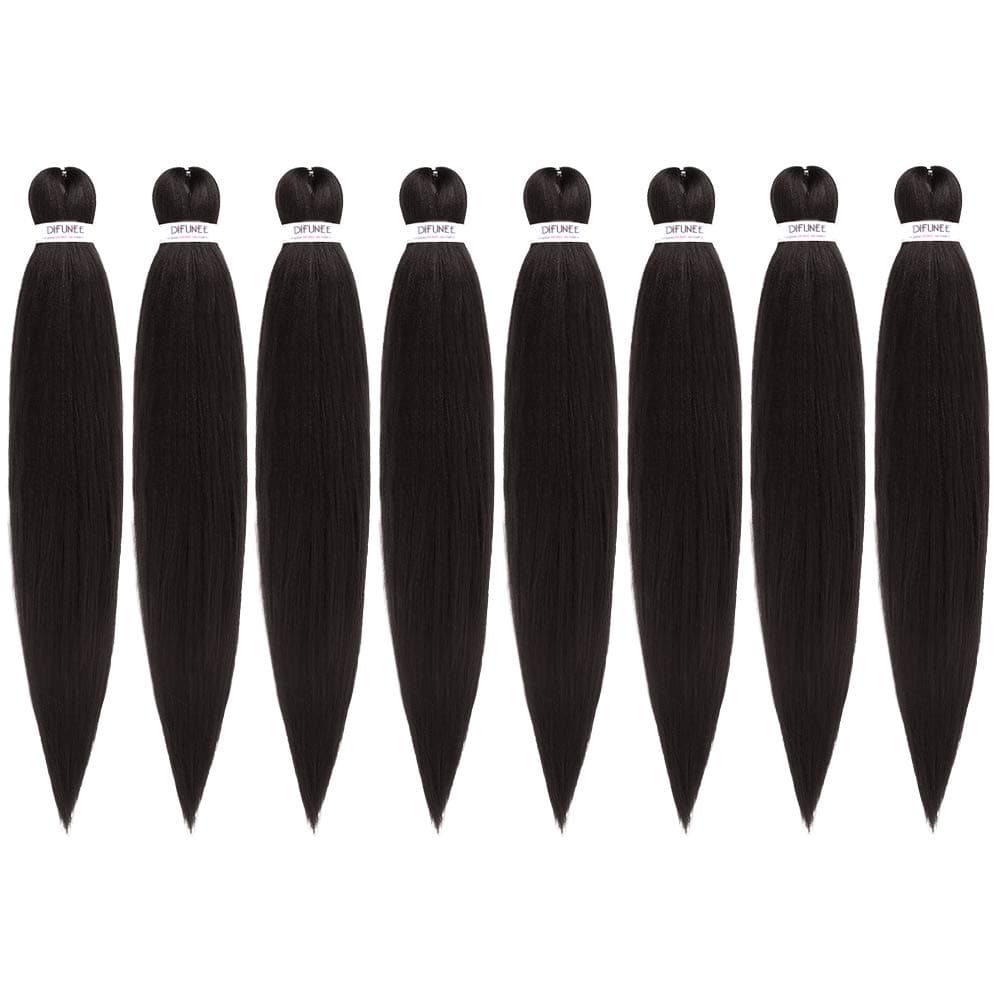 Difunee 22, 2: 22"-8 Packs/Lot Pre-Stretched Braiding Hair Extensions Yaki Texture Synthetic Low Temperature Itch-Free Twist Braid Hair (#2)