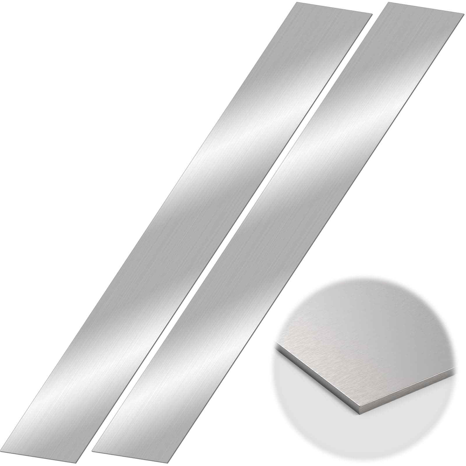 2 Pcs 304 Stainless Steel Sheet Metal Gap Filler Trim Strip (30"x 3"x 0.04" Thickness)，Brushed Metal Finishing Sheet for Home Kitchen Tools