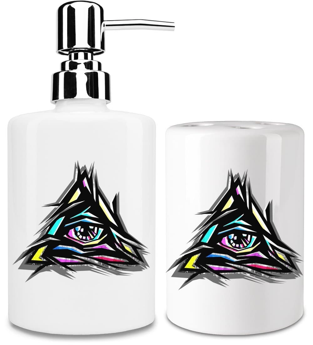 Hamerson Colorful Illuminati Soap Dispenser & Toothbrush Holder Set| Add A Unique Touch In Your Skin & Teeth Regimen| Stylish & Unique Bathroom Accessories