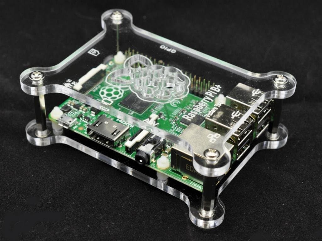 Raspberry Pi B+ Housing / Height-Adjustable and Stackable / Transparent Acrylic / 4 Extra Spacer Bolts Free! G-RP-BPC Vullers Tech®