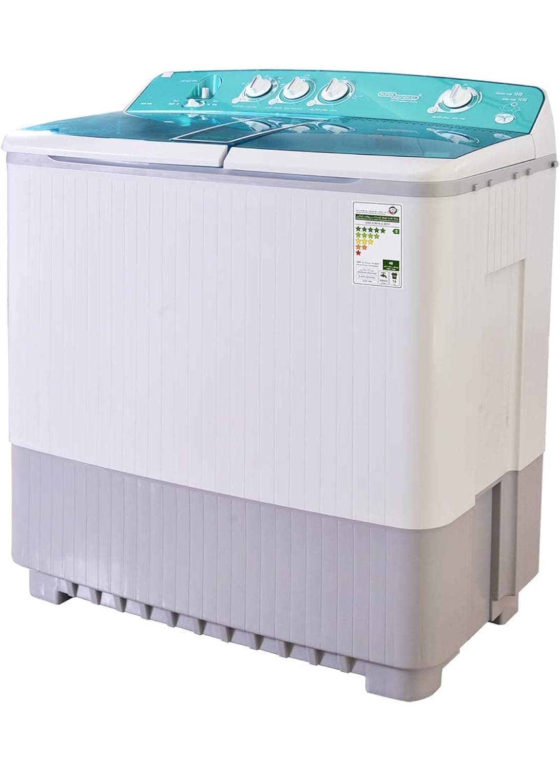 Super General 18 Kg Twin Tub Semi Automatic Washing Machine SGW1800, Lint Filter, Spin Dry, Rust-Proof, Heavy-Duty Motor, 116.5x102.5x60.5CM(WxDxH), Light Grey Green, 1 Year Warranty