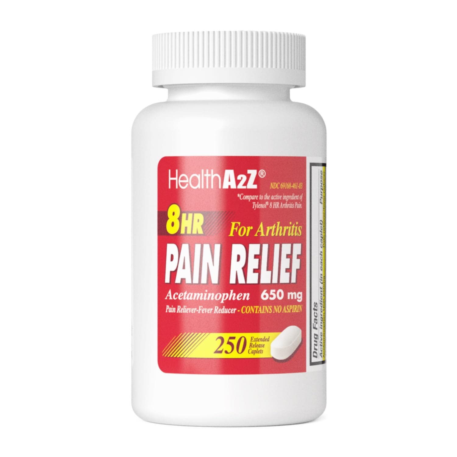 Pain Relief Extended Release | Acetaminophen 650mg | 8 Hours | Arthiritis Pain | Pain Reliever - Fever Reducer | Contains no Aspirin | (250 Caplets)