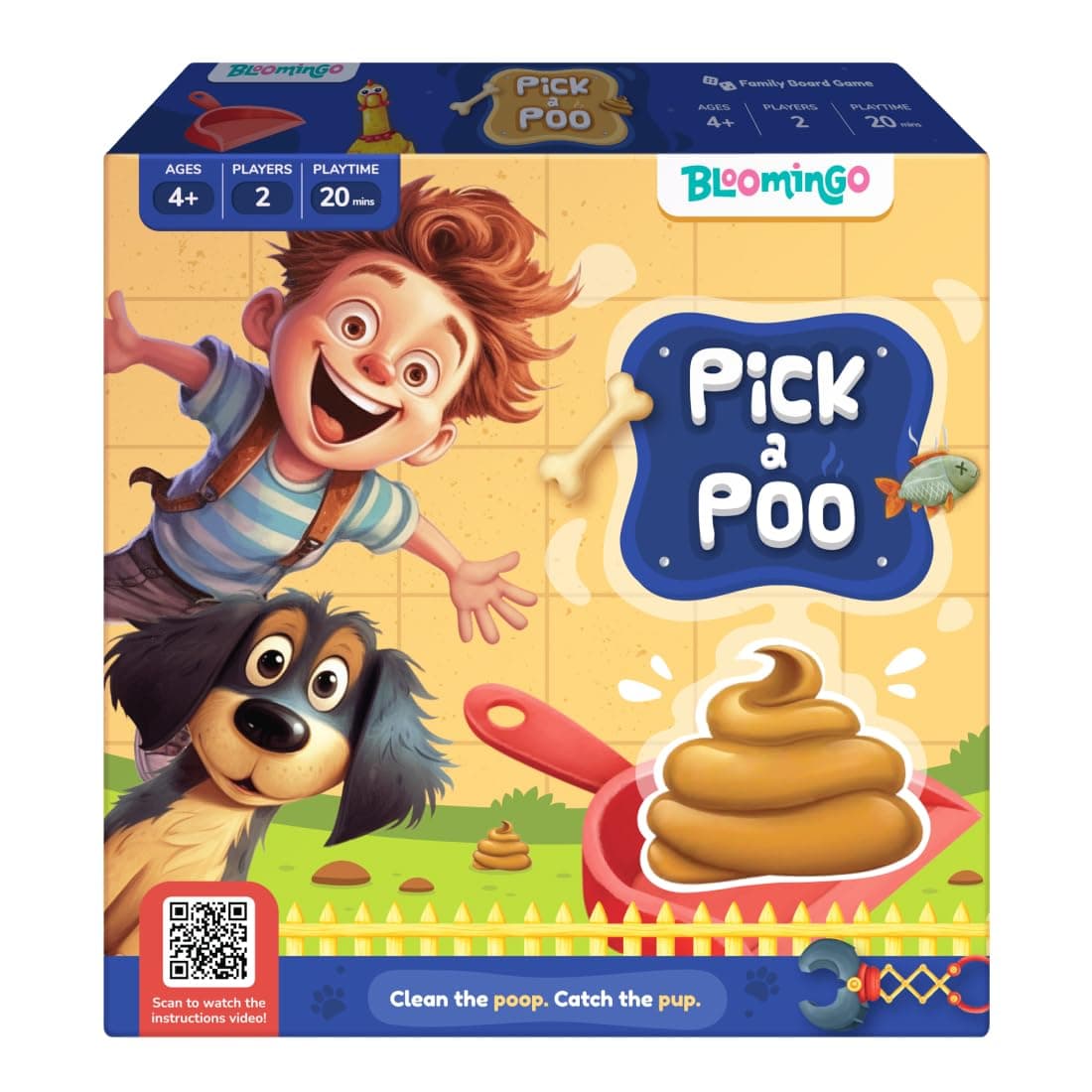 Bloomingo Board Game - Pick a Poo: Hilarious Family Game for Kids & Adults; Laugh and Compete in Challenges to Stop the Pup from pooping in the yard .Birthday Gift for Ages 4,5,6,7,8,9,10,11,12 & More