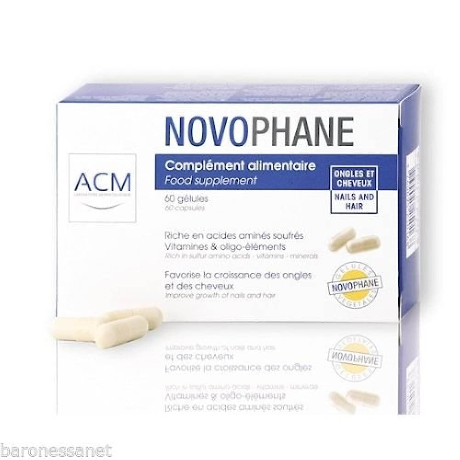 ACMLaboratoire Novophane Caps Anti Hair Loss Alopecia Treatment Nails Fragility Hair Product
