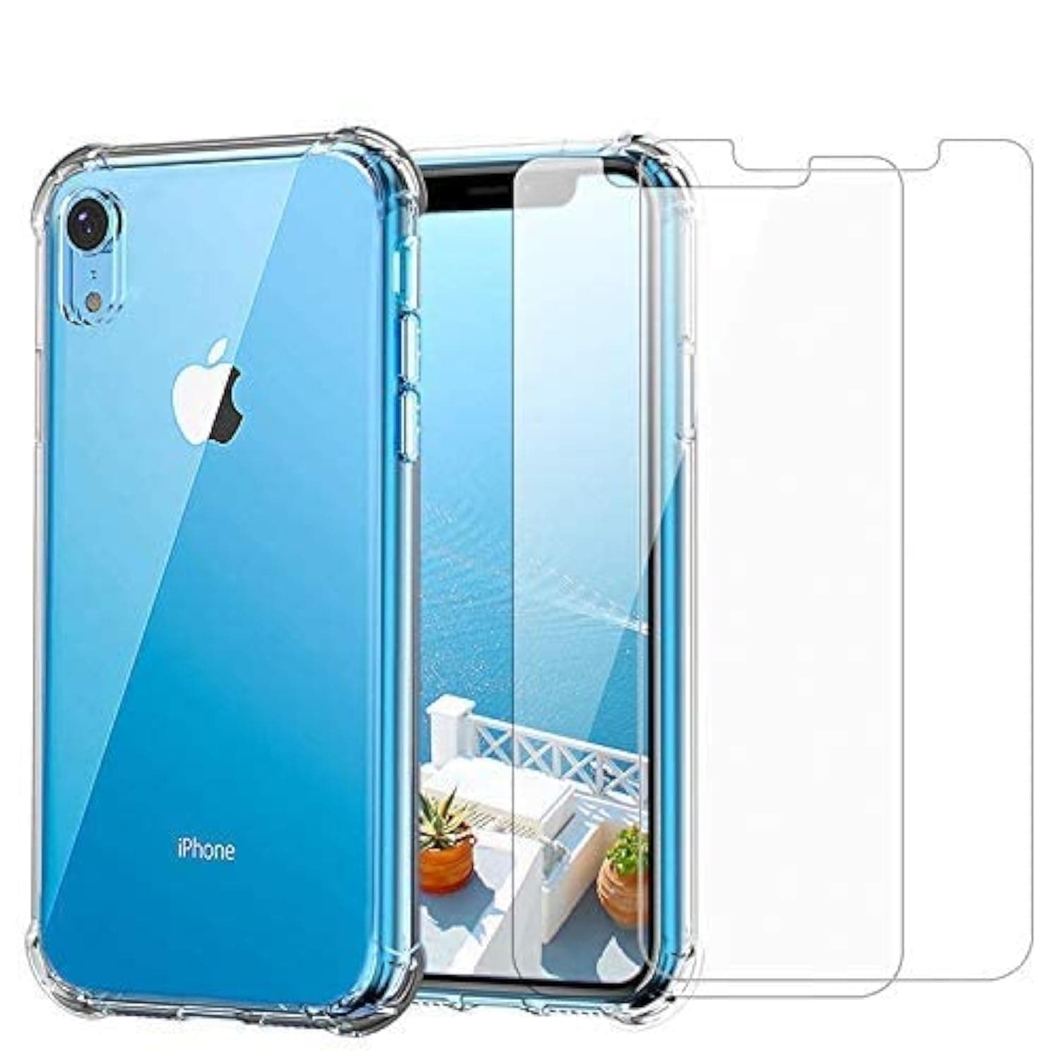 iPhone XR Clear Case with Screen Protector | 2 in 1 Bundle | Two 9H Hardness Tempered Glass Protectors | Stay-Clear Technology | Slim Fit | Wireless Charging Compatible