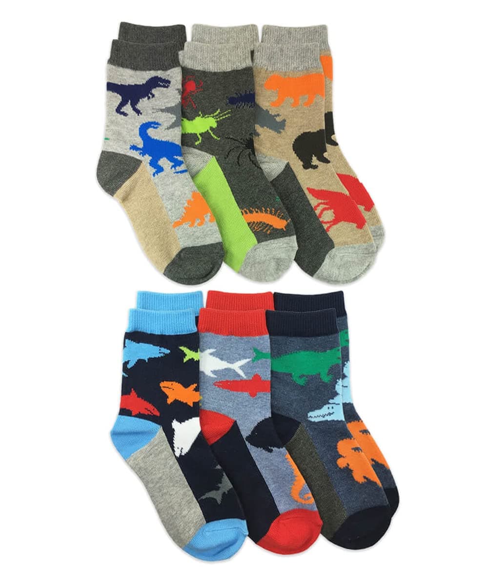 Fun Assorted Animals Pattern Cotton Crew Socks 6 Pair Pack Sockshosiery