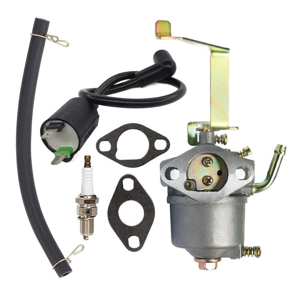 SOOGE 60338 Carburetor Ignition Coil Spark Plug kit for Harbor Freight Chicago Electric Storm CAT 700 800 900 Watts 2hp 63cc 60338 66619 69381 Generator